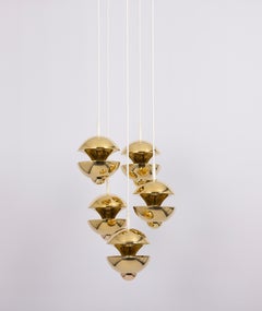 Brass Designer Cascading Pendants by Kaiser, Germany, 1970s