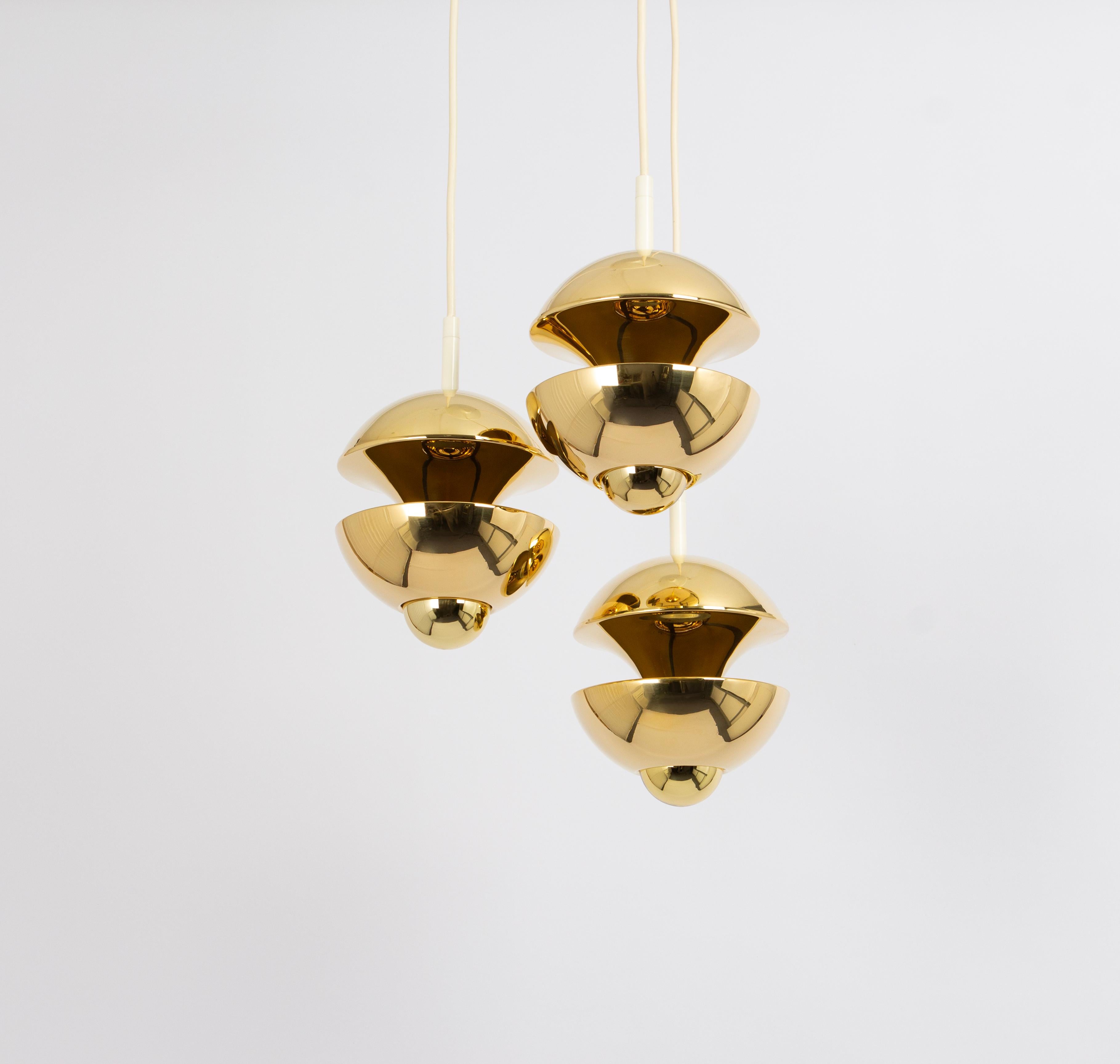 Late 20th Century Brass Designer Cascading Pendants by Kaiser, Germany, 1970s For Sale