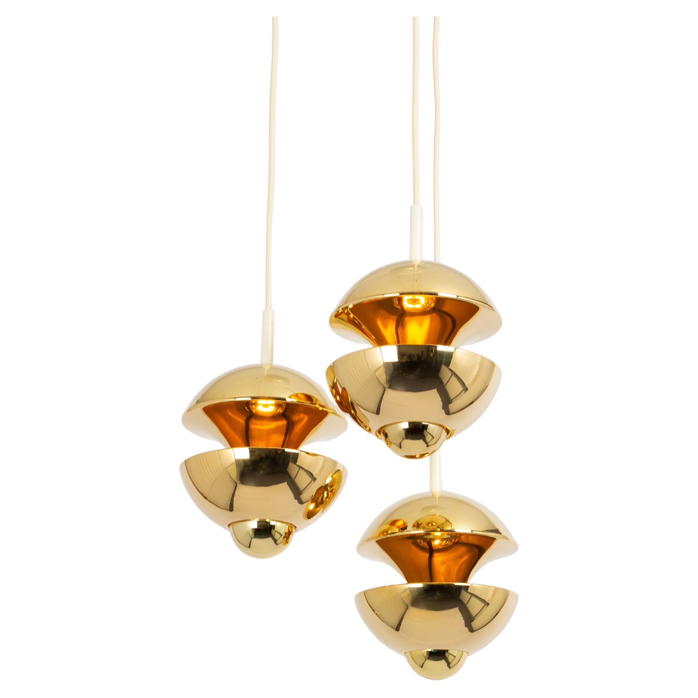 Brass Designer Cascading Pendants by Kaiser, Germany, 1970s