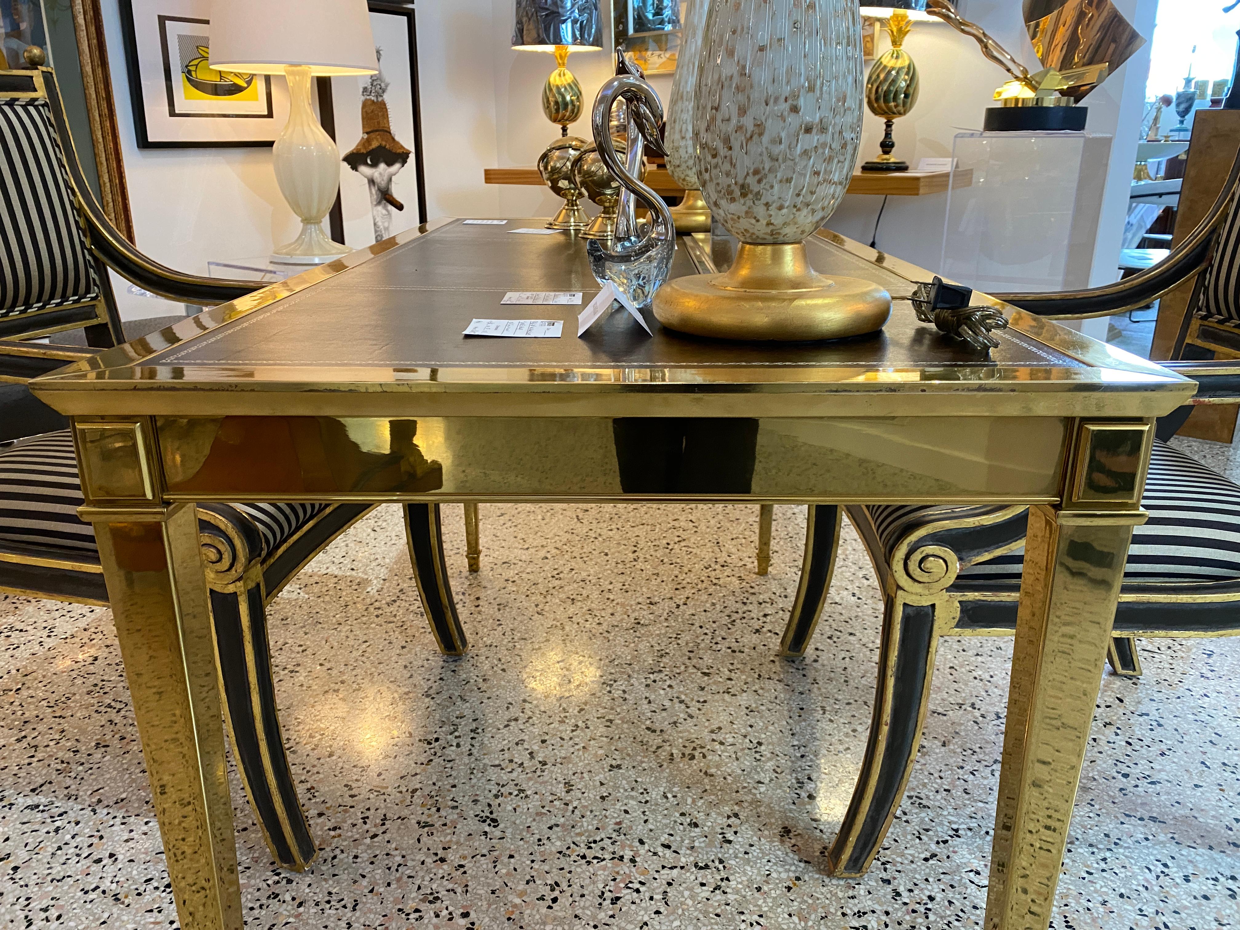 20th Century Brass Desk Attributed to Maison Jansen  For Sale