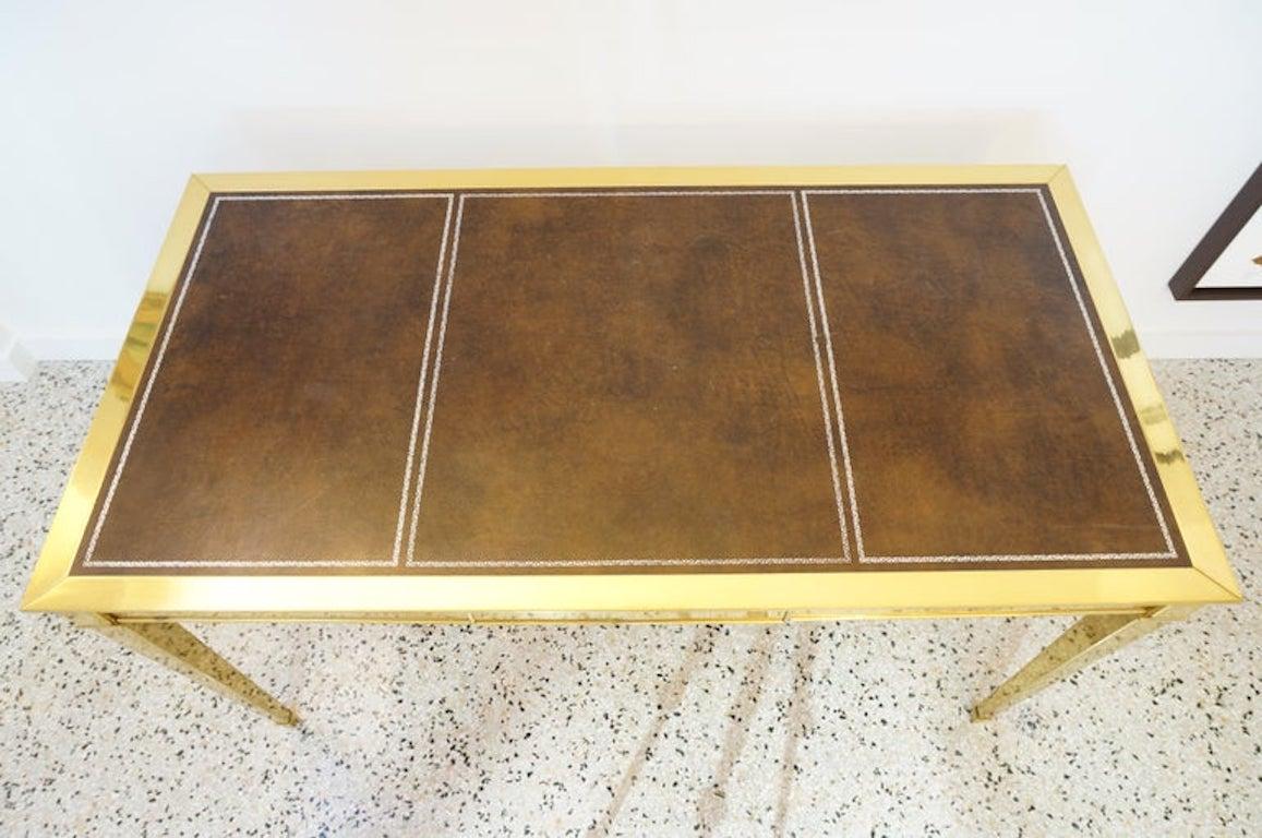 Brass Desk Attributed to Maison Jansen  For Sale 1