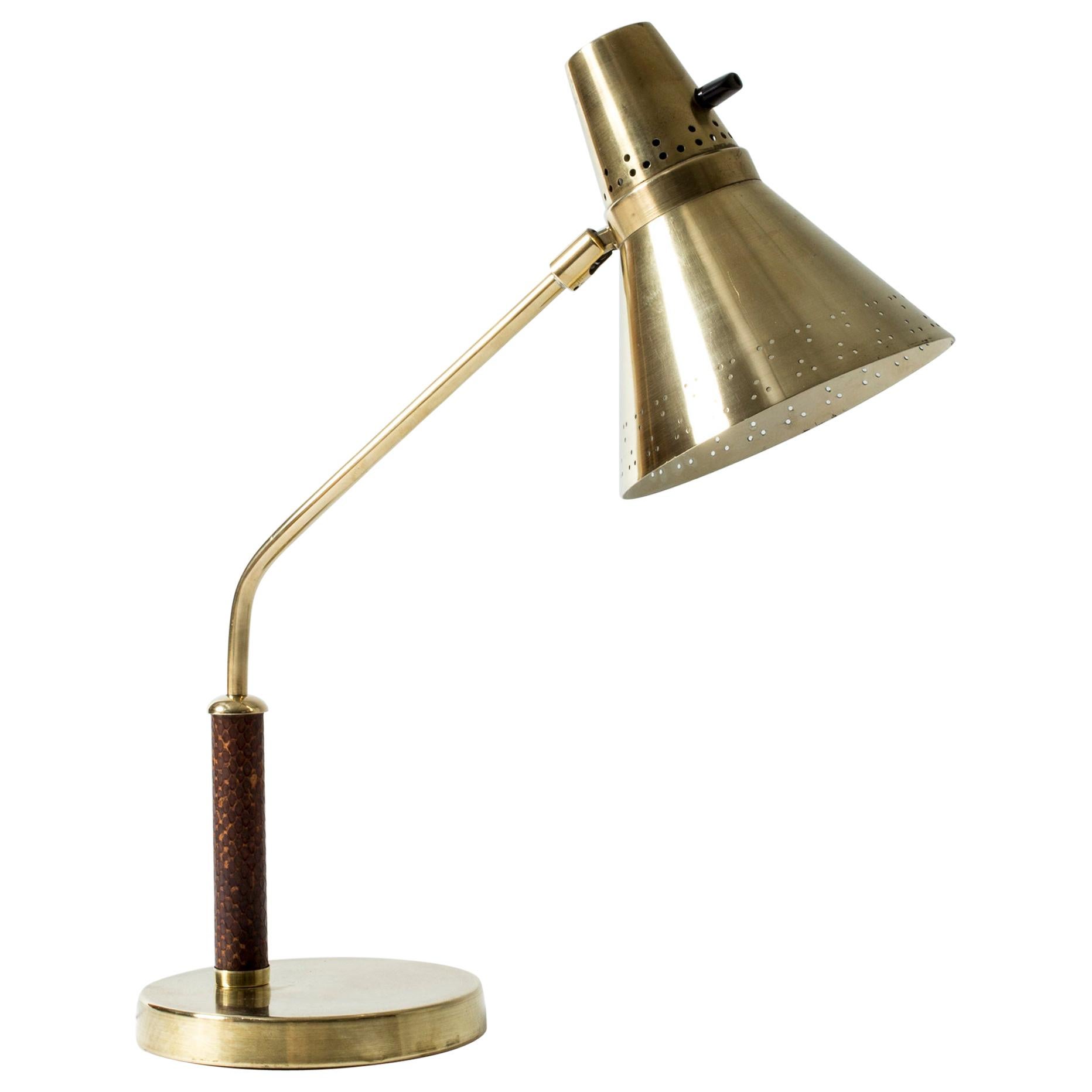 Brass Desk Lamp by E. Hansson & Co. Sweden, 1950s