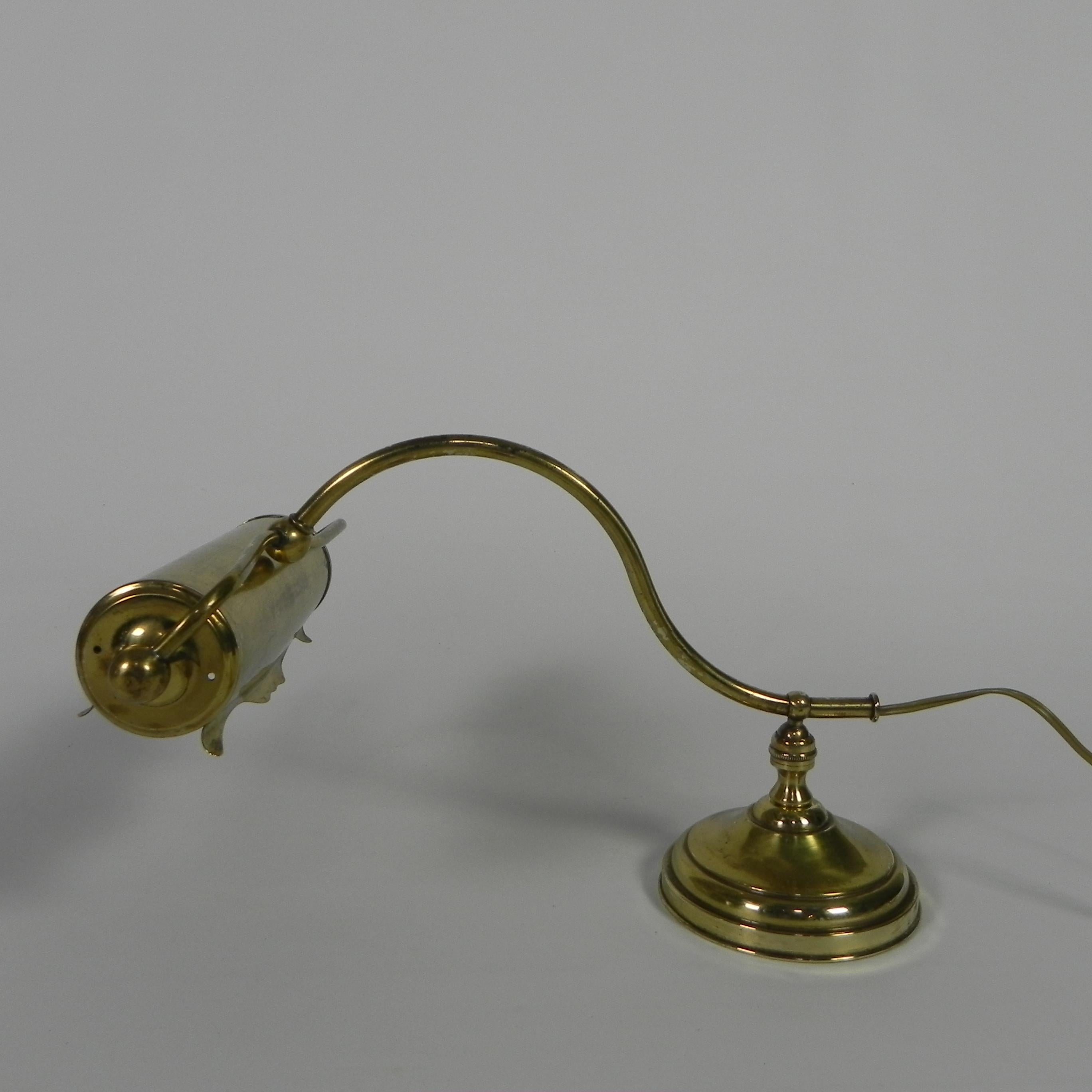 French Brass desk lamp, piano lamp with rotating shade, 1930s For Sale