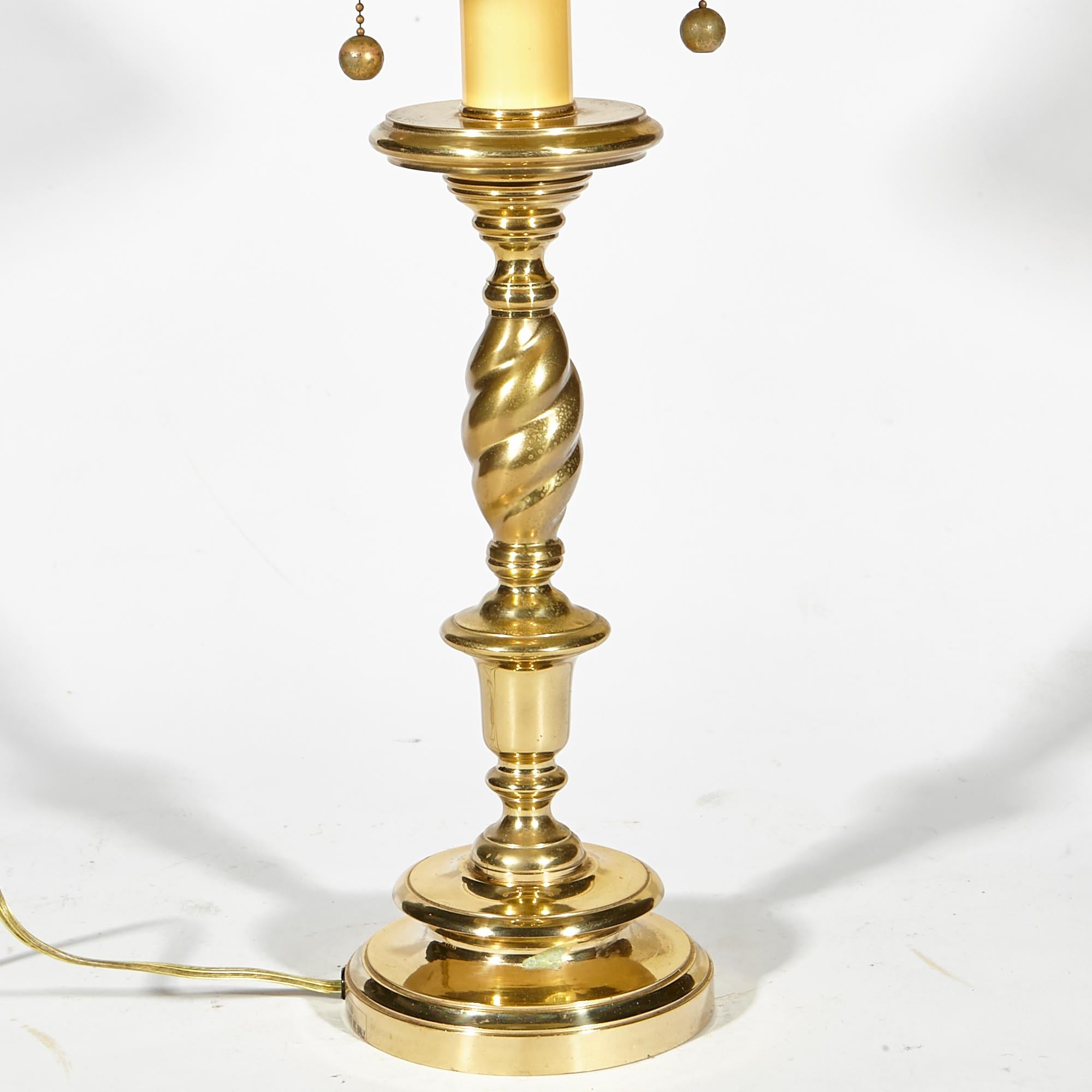 brass table lamp with black shade