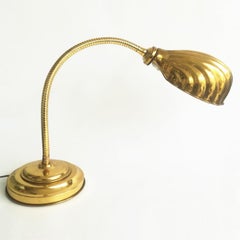 Brass Desk Table Lamp Shell , Art Nouveau, Art Deco