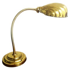 Antique Brass Desk Table Lamp Shell , Art Nouveau, Art Deco