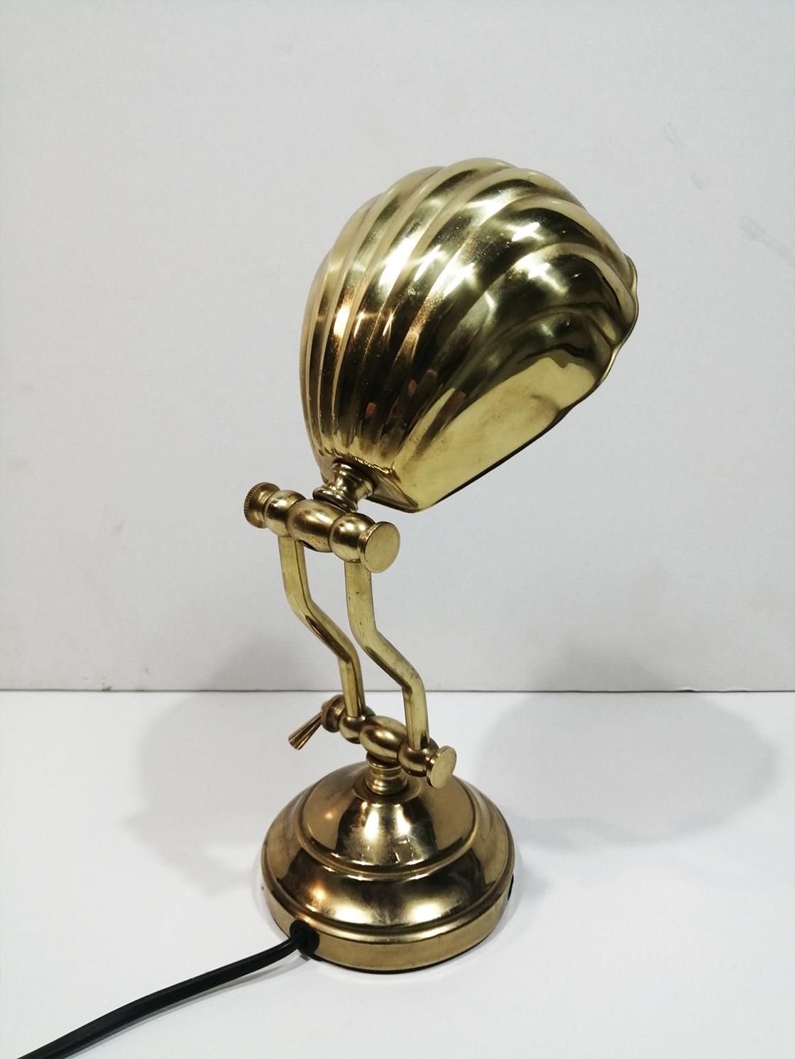 Art Deco  Brass Desk Shell Lamp 4
