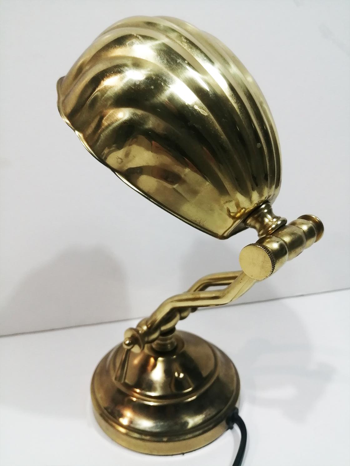 Art Deco  Brass Desk Shell Lamp 5