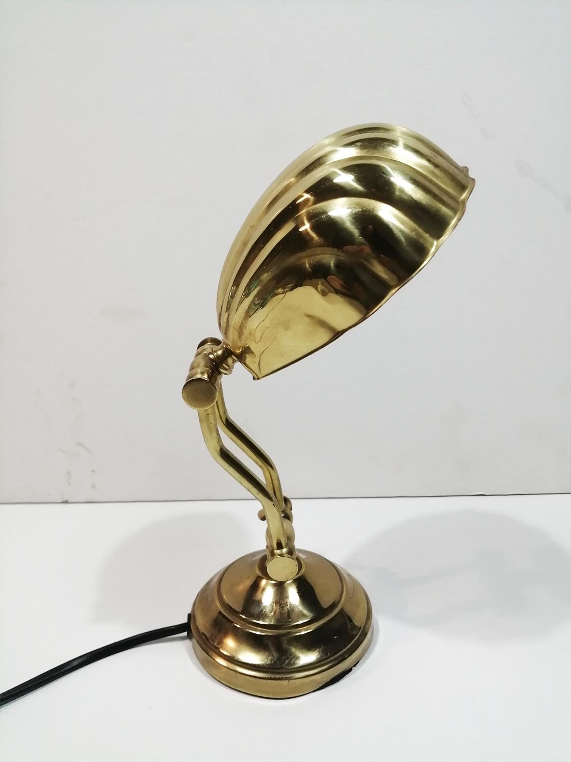  Art Deco  Brass Desk Shell Lamp 6