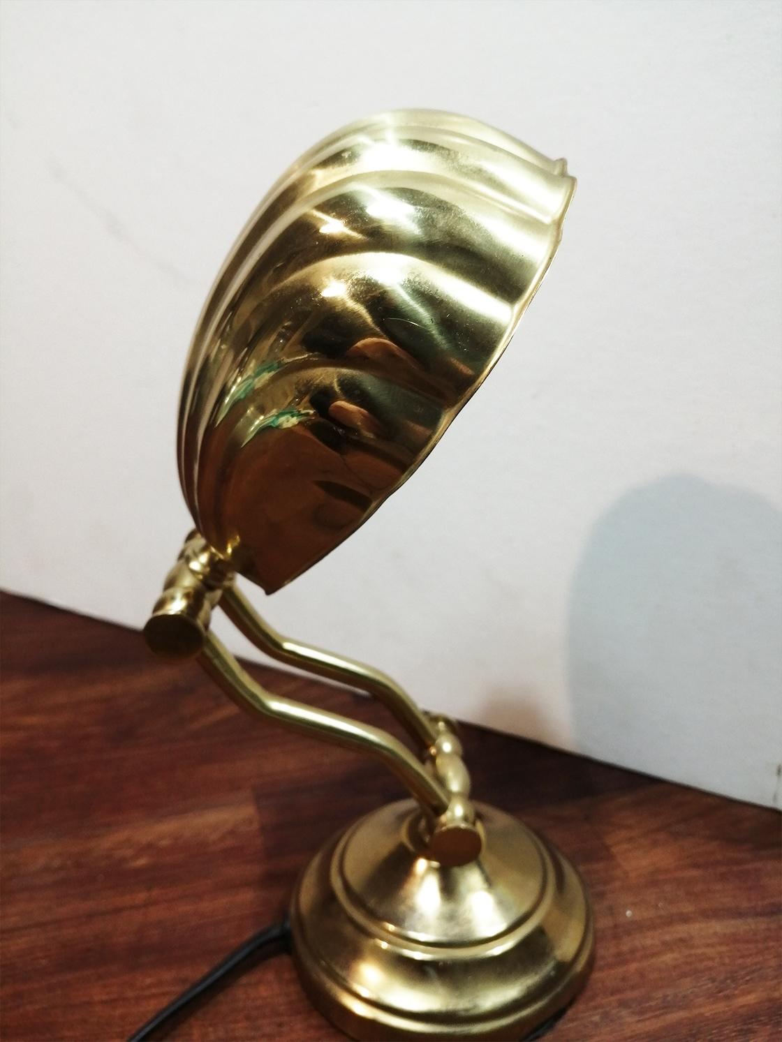  Art Deco  Brass Desk Shell Lamp 8