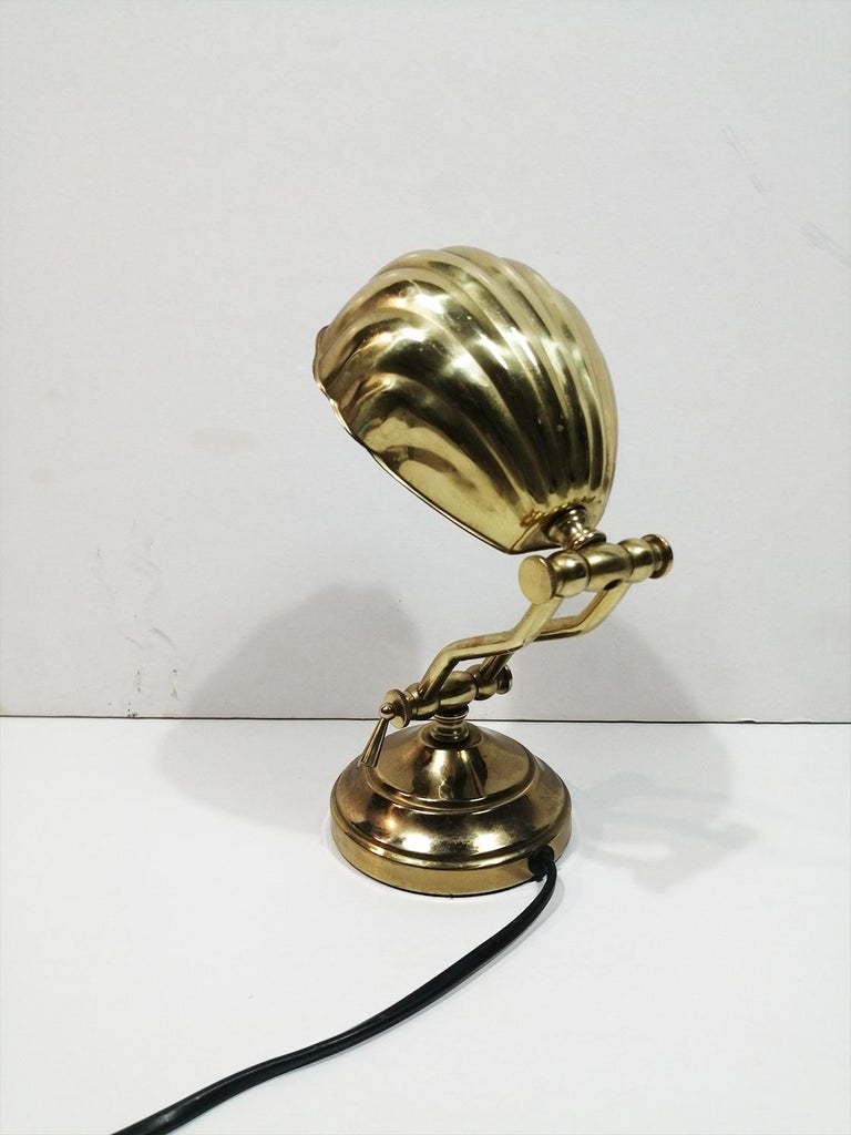 Art Deco Brass Desk Shell Lamp at 1stDibs