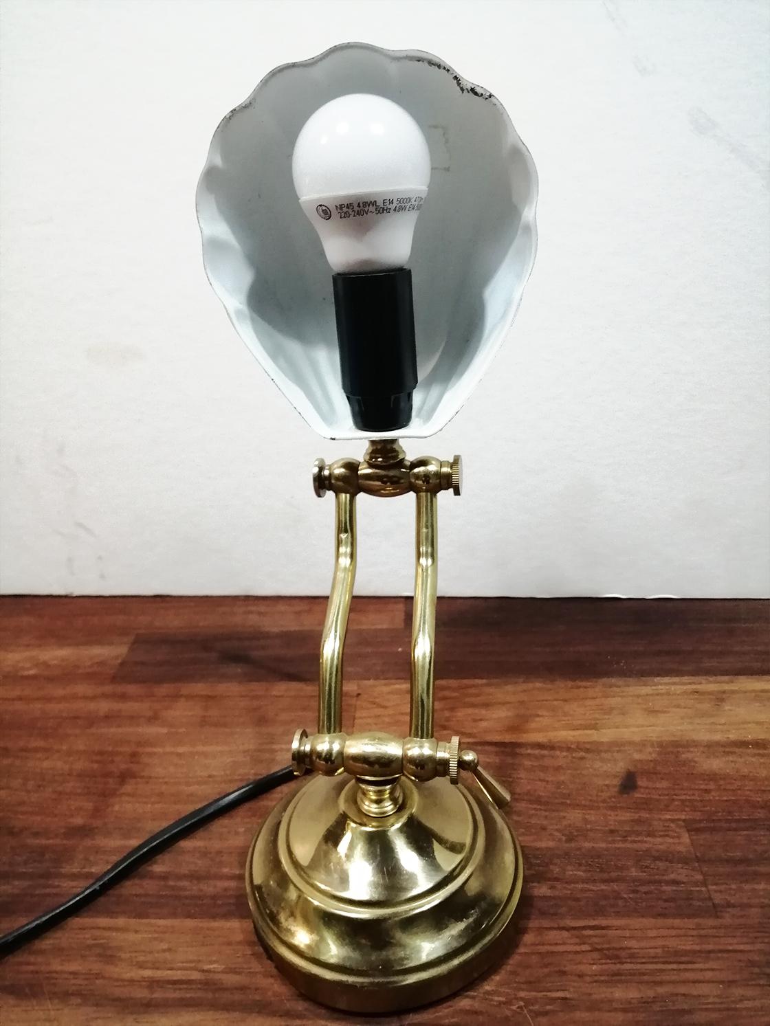 20th Century  Art Deco  Brass Desk Shell Lamp