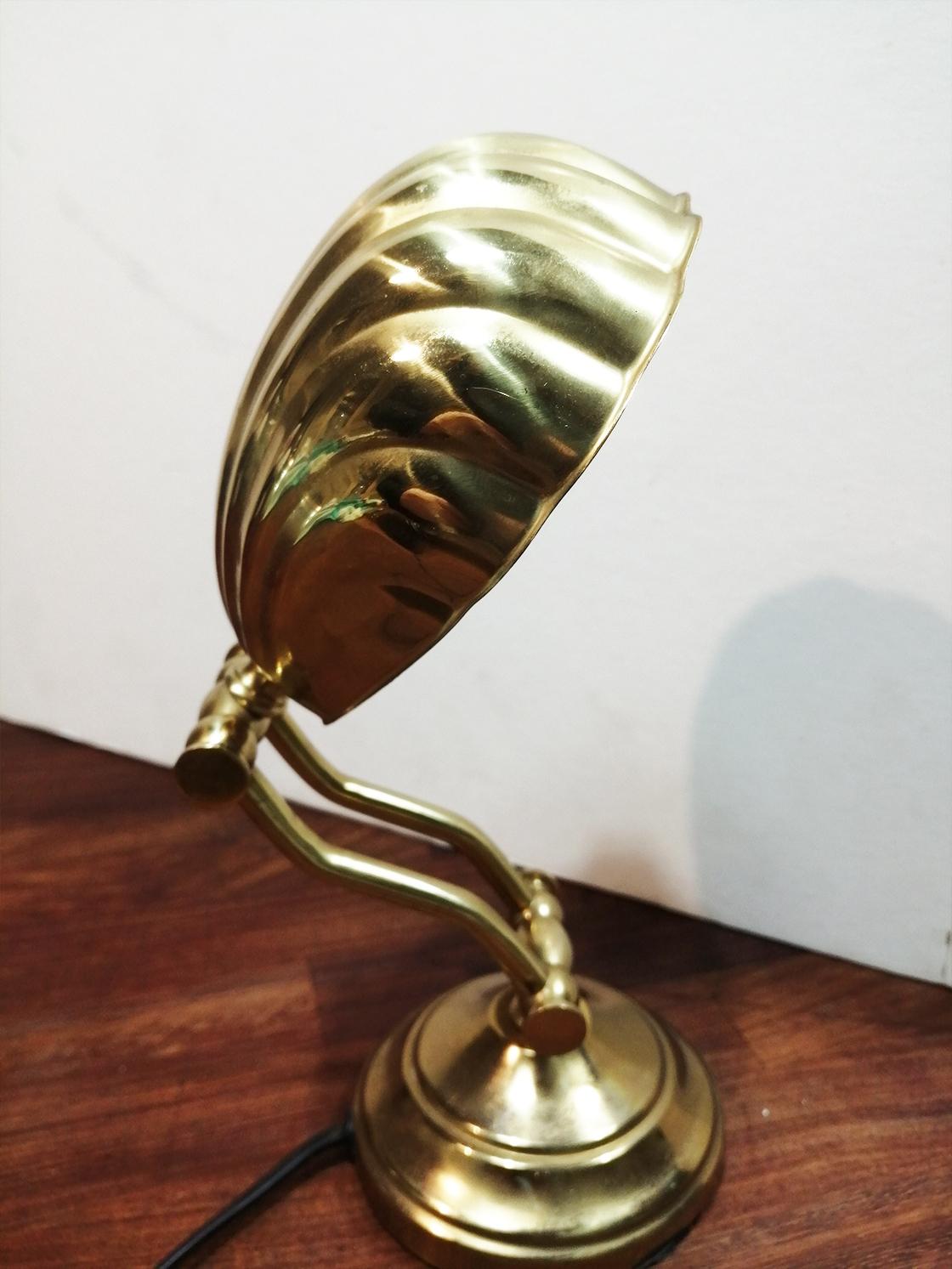 Art Deco  Brass Desk Shell Lamp 1
