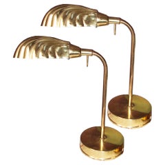 Pair of Table Lamps  Shell Form Brass   Art Deco Midcentury