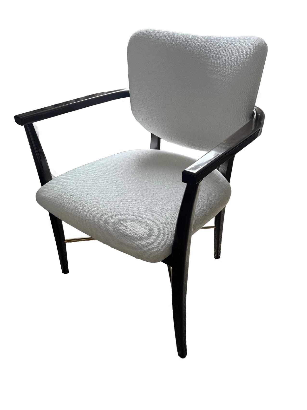 Custom designed by Janine Carendi MacMurray and handcrafted in Brooklyn, NYC by a family-owned studio, these elegant and comfortable chairs are versatile enough to be used as occasional chairs, desk chairs, or dining chairs. Available in a variety