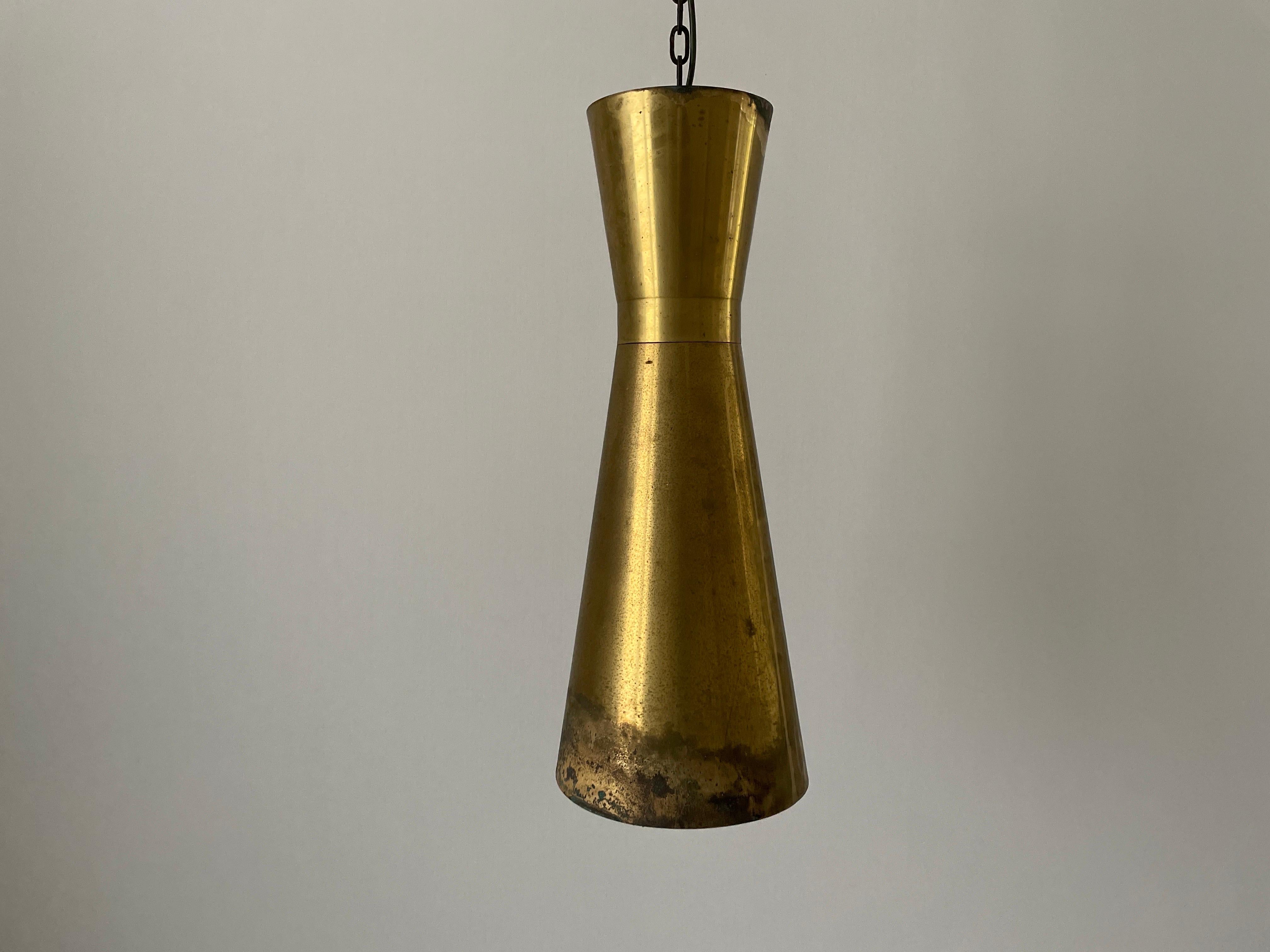 Mid-Century Modern Lampe d'église XL à abat-jour Diabolo en laiton avec cintre, années 1940, Allemagne en vente