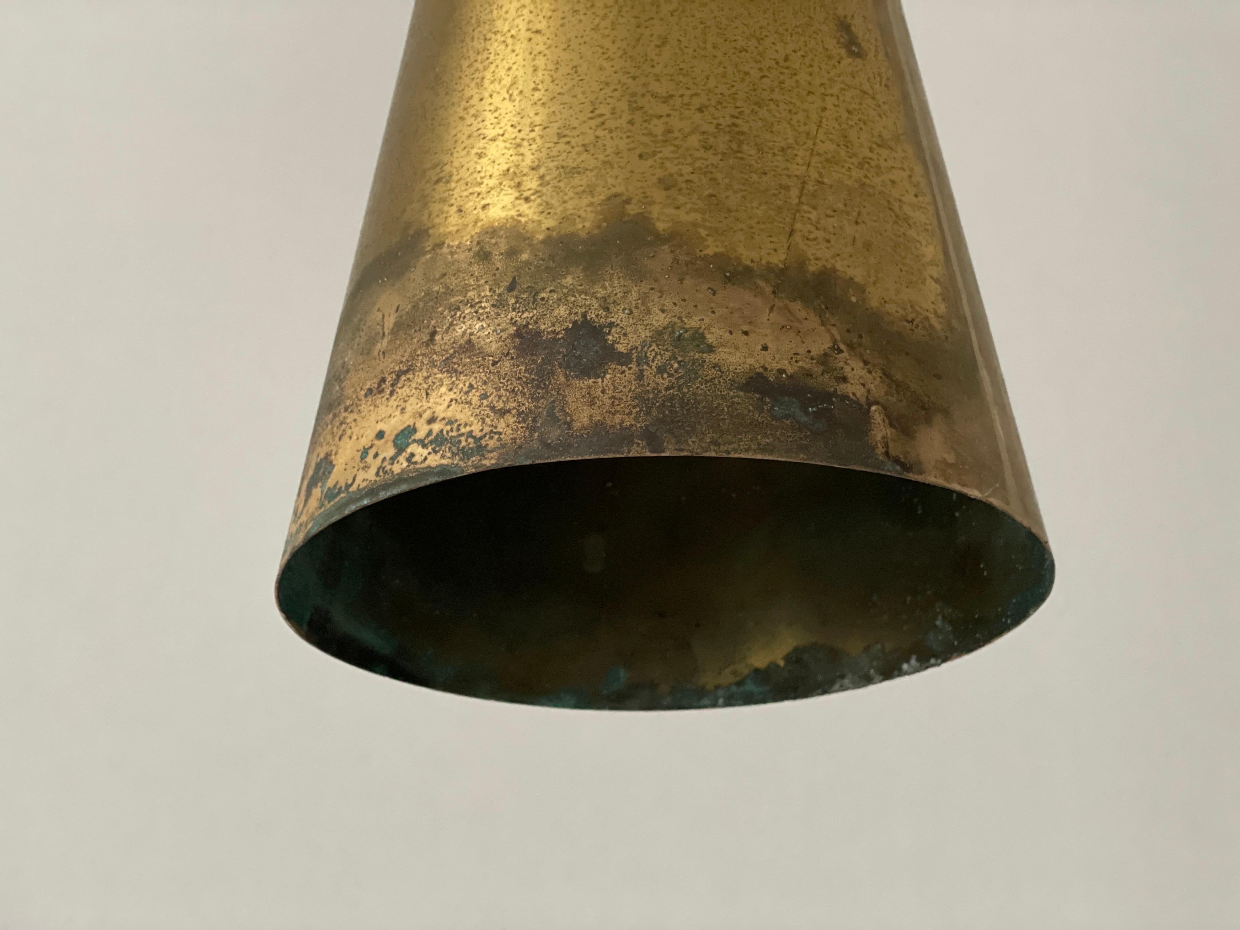 Laiton Lampe d'église XL à abat-jour Diabolo en laiton avec cintre, années 1940, Allemagne en vente