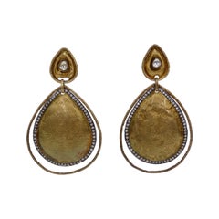 Brass Diamond Embellished Dangle Earrings