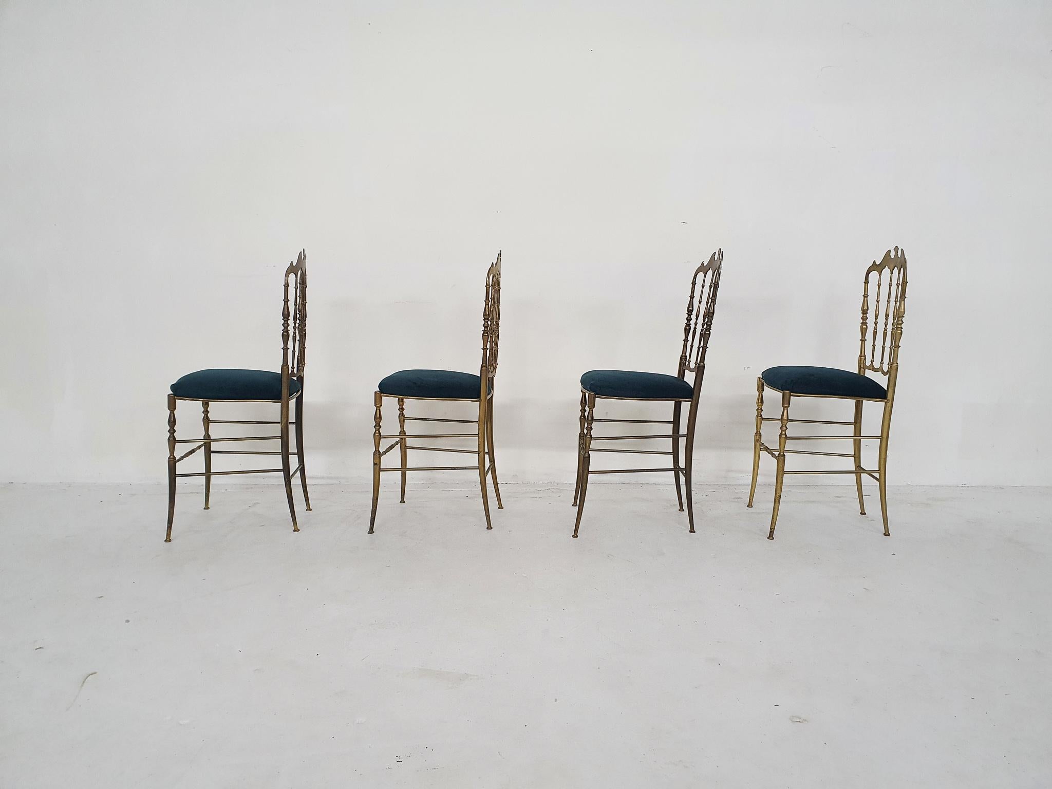 Brass Dining Chair by Giuseppe Gaetano Descalzi for Chiavari, Italy, 1950's In Good Condition For Sale In Amsterdam, NL