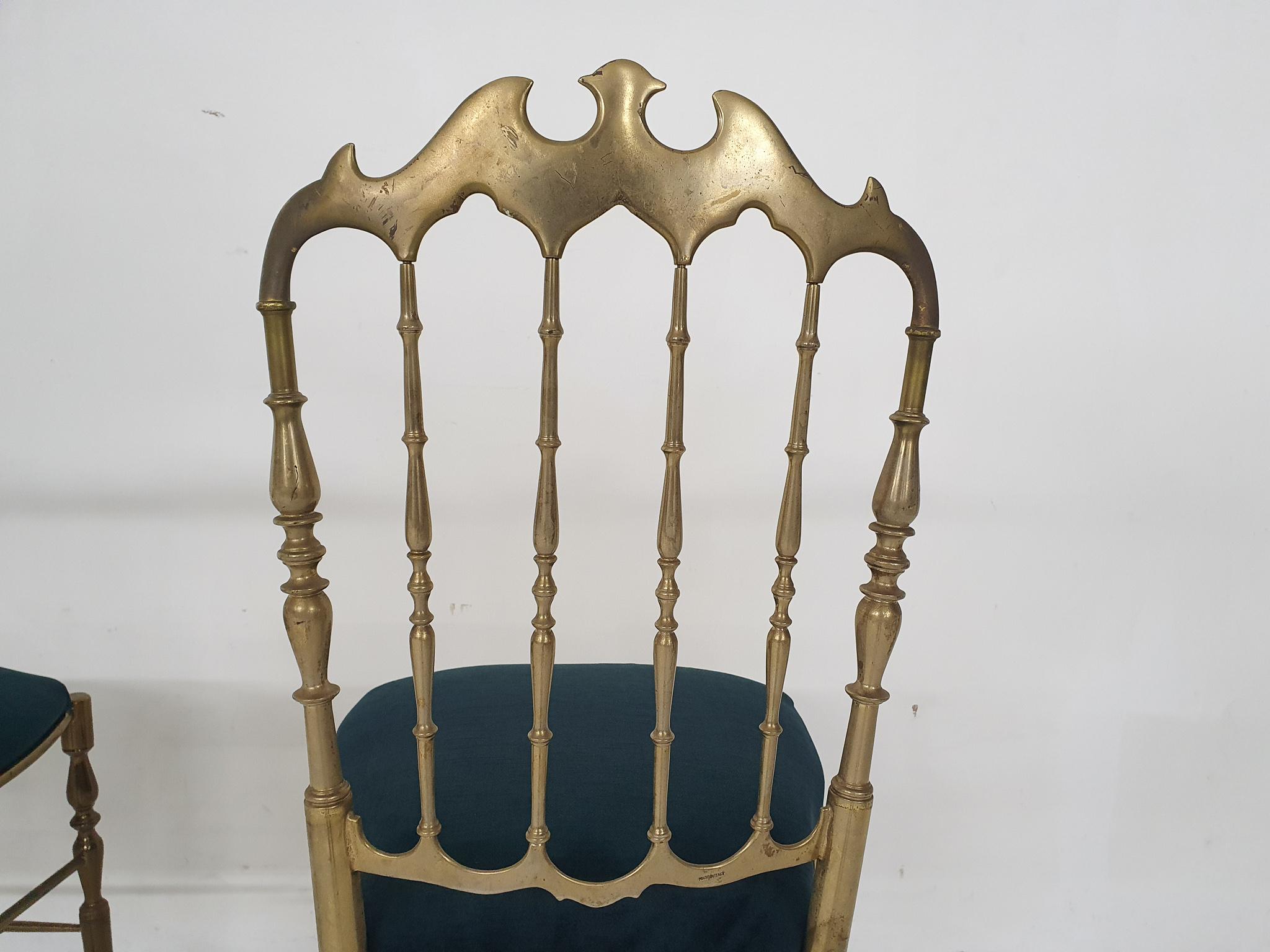 Brass Dining Chair by Giuseppe Gaetano Descalzi for Chiavari, Italy, 1950's For Sale 1