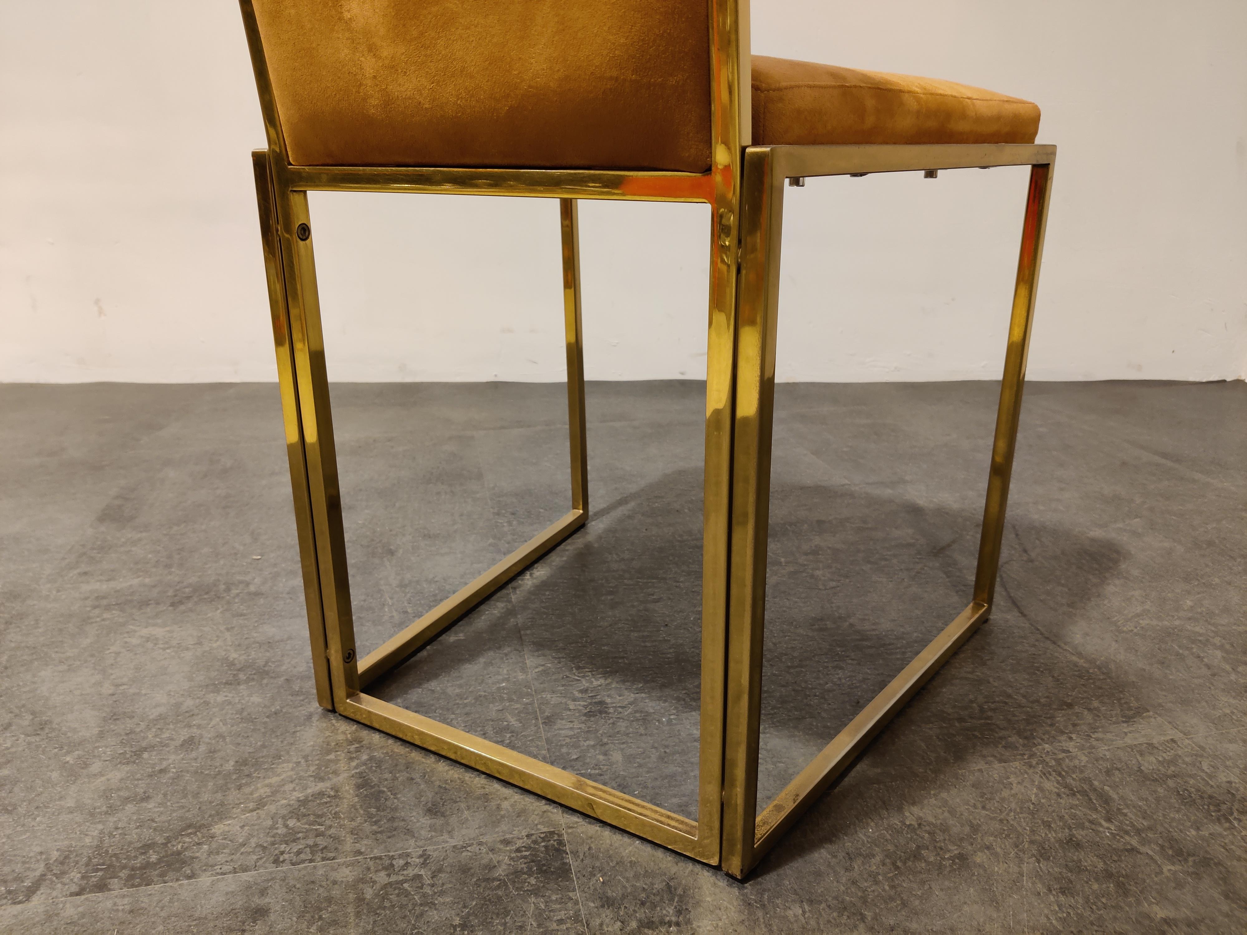 Brass Dining Chairs by Belgochrom, 1970s, Set of 4 4