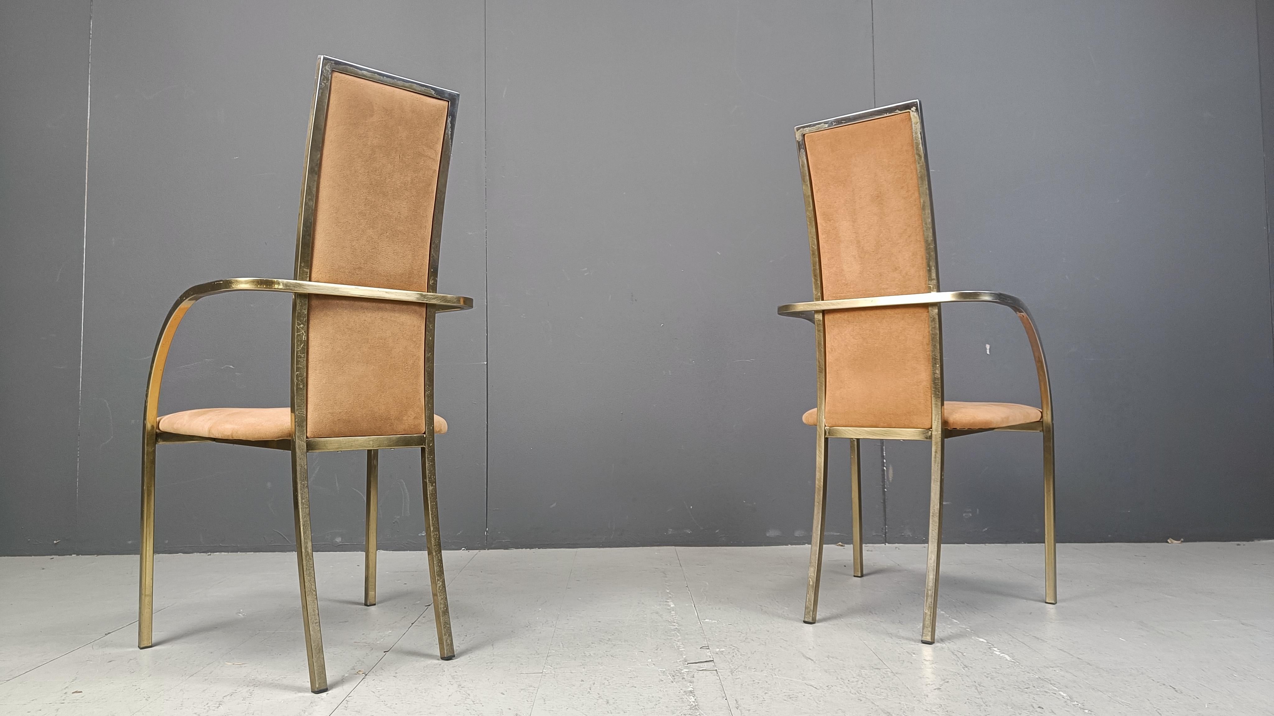 Sedie da pranzo in ottone di Belgochrom, anni '70 - set da 4 in vendita 3