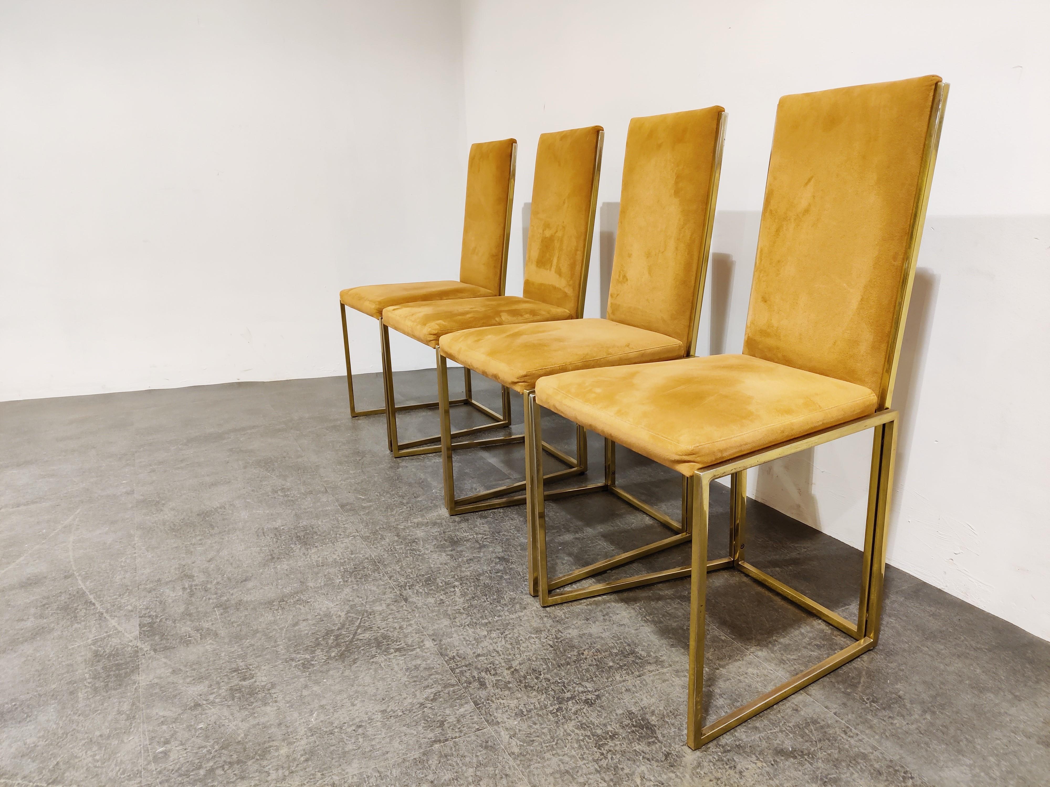 Hollywood Regency Brass Dining Chairs by Belgochrom, 1970s, Set of 4
