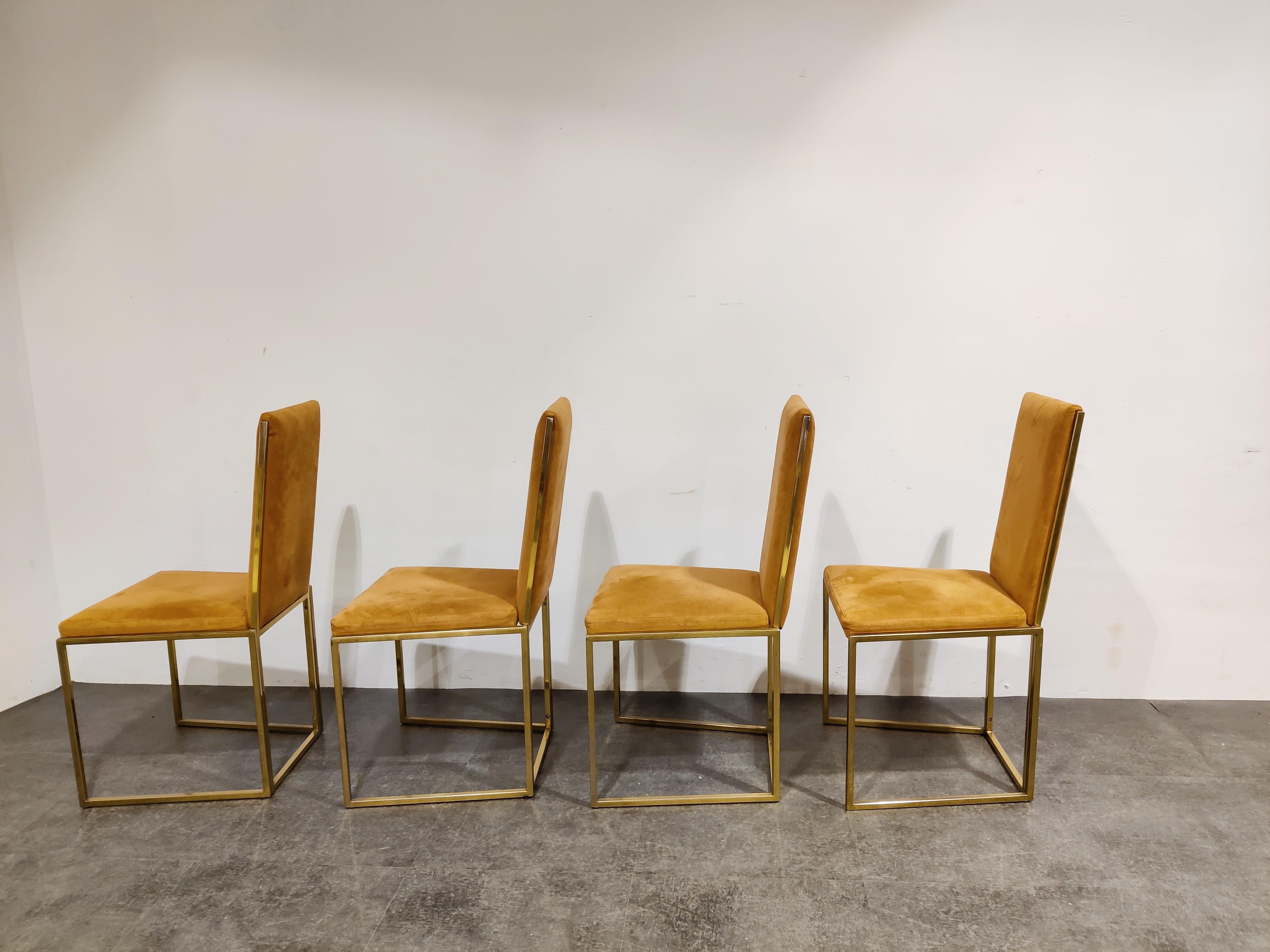 Brass Dining Chairs by Belgochrom, 1970s, Set of 4 In Good Condition In HEVERLEE, BE