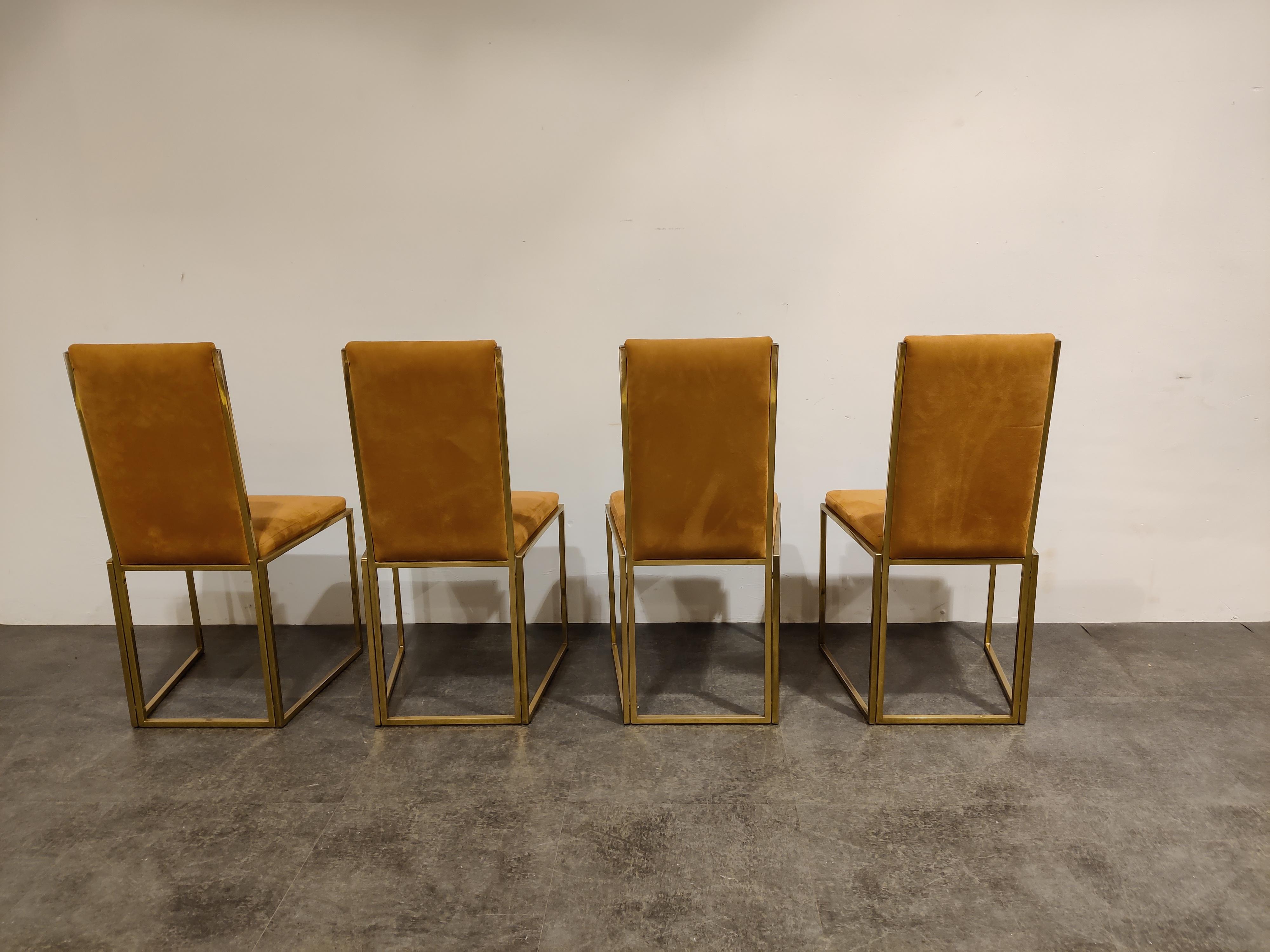 Late 20th Century Brass Dining Chairs by Belgochrom, 1970s, Set of 4