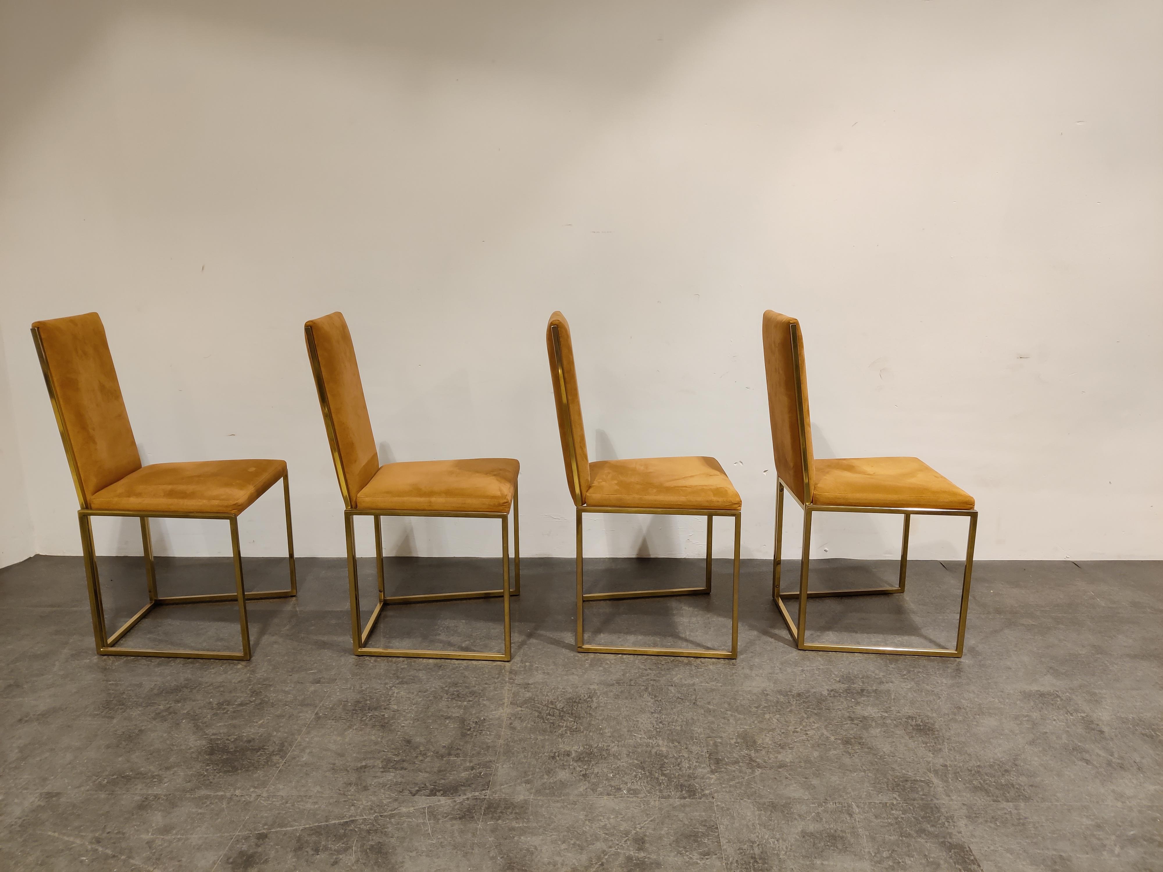 Brass Dining Chairs by Belgochrom, 1970s, Set of 4 1