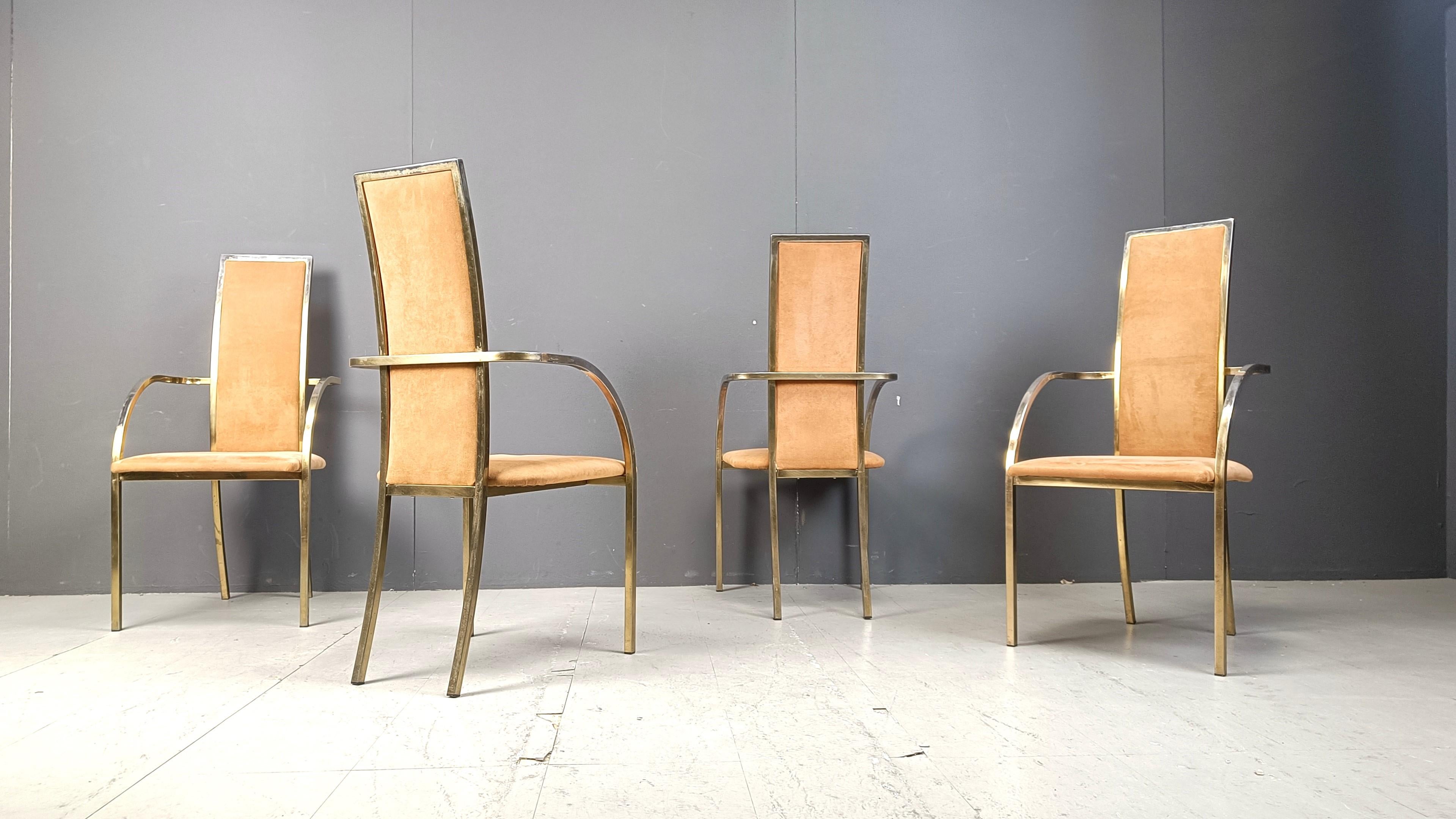 Ottone Sedie da pranzo in ottone di Belgochrom, anni '70 - set da 4 in vendita