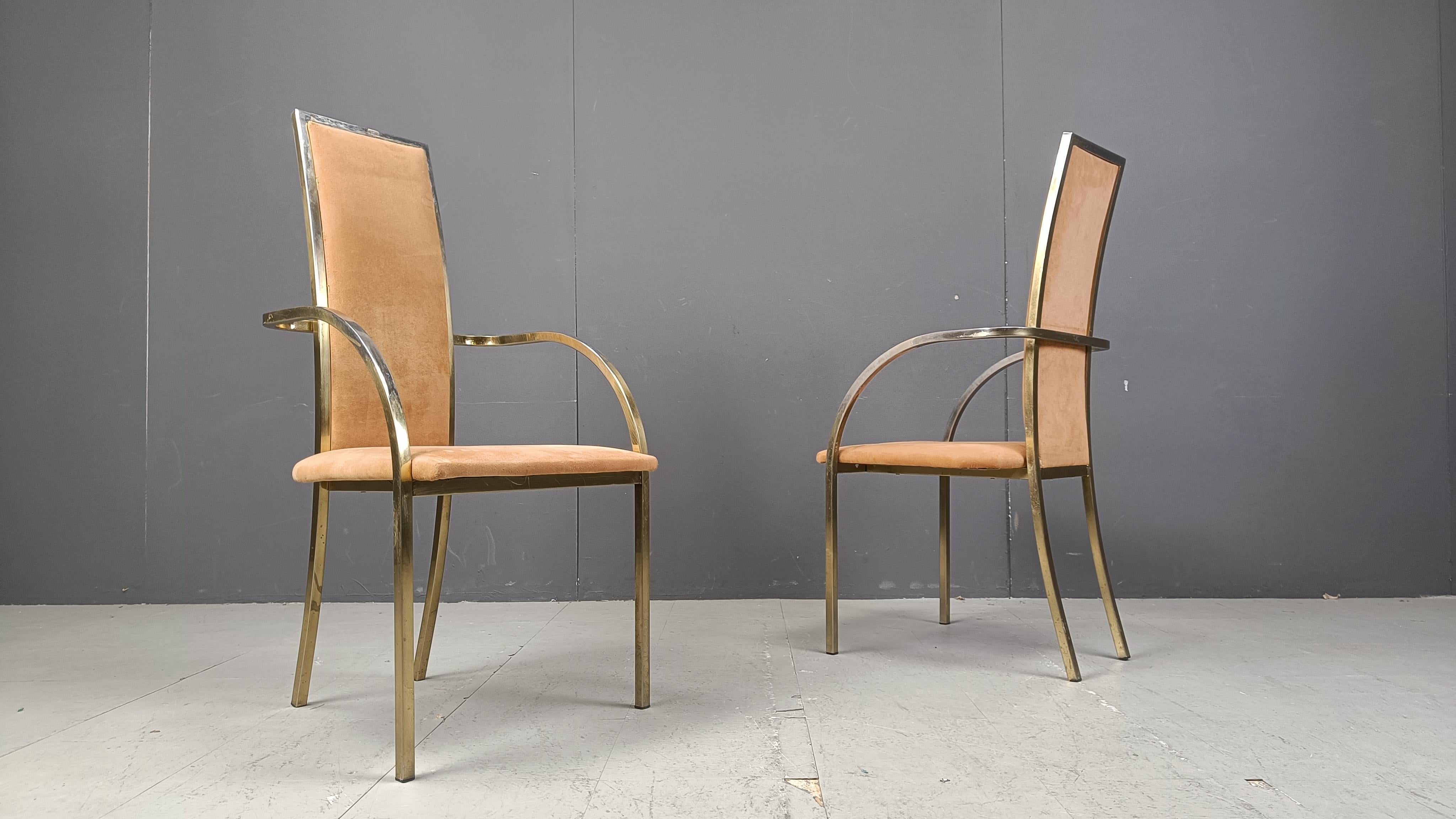 Sedie da pranzo in ottone di Belgochrom, anni '70 - set da 4 in vendita 1