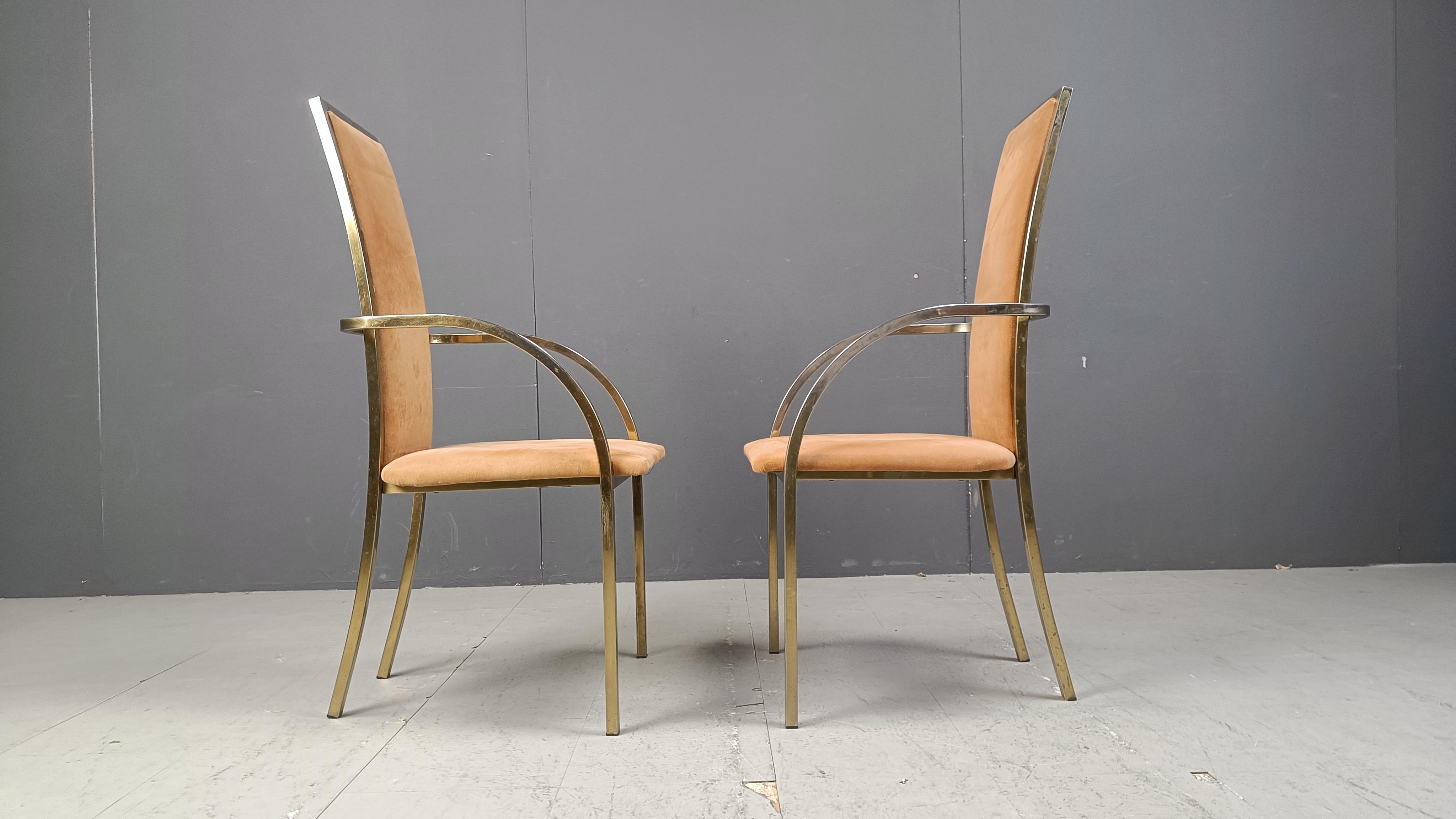Sedie da pranzo in ottone di Belgochrom, anni '70 - set da 4 in vendita 2