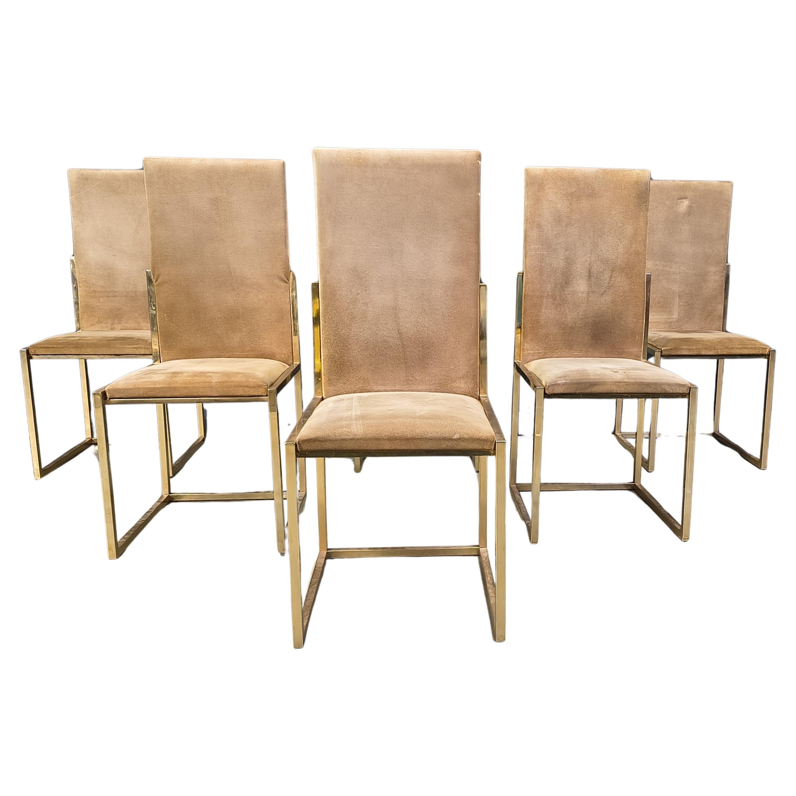 Brass dining chairs by Belgochrom, 1970s - set of 6