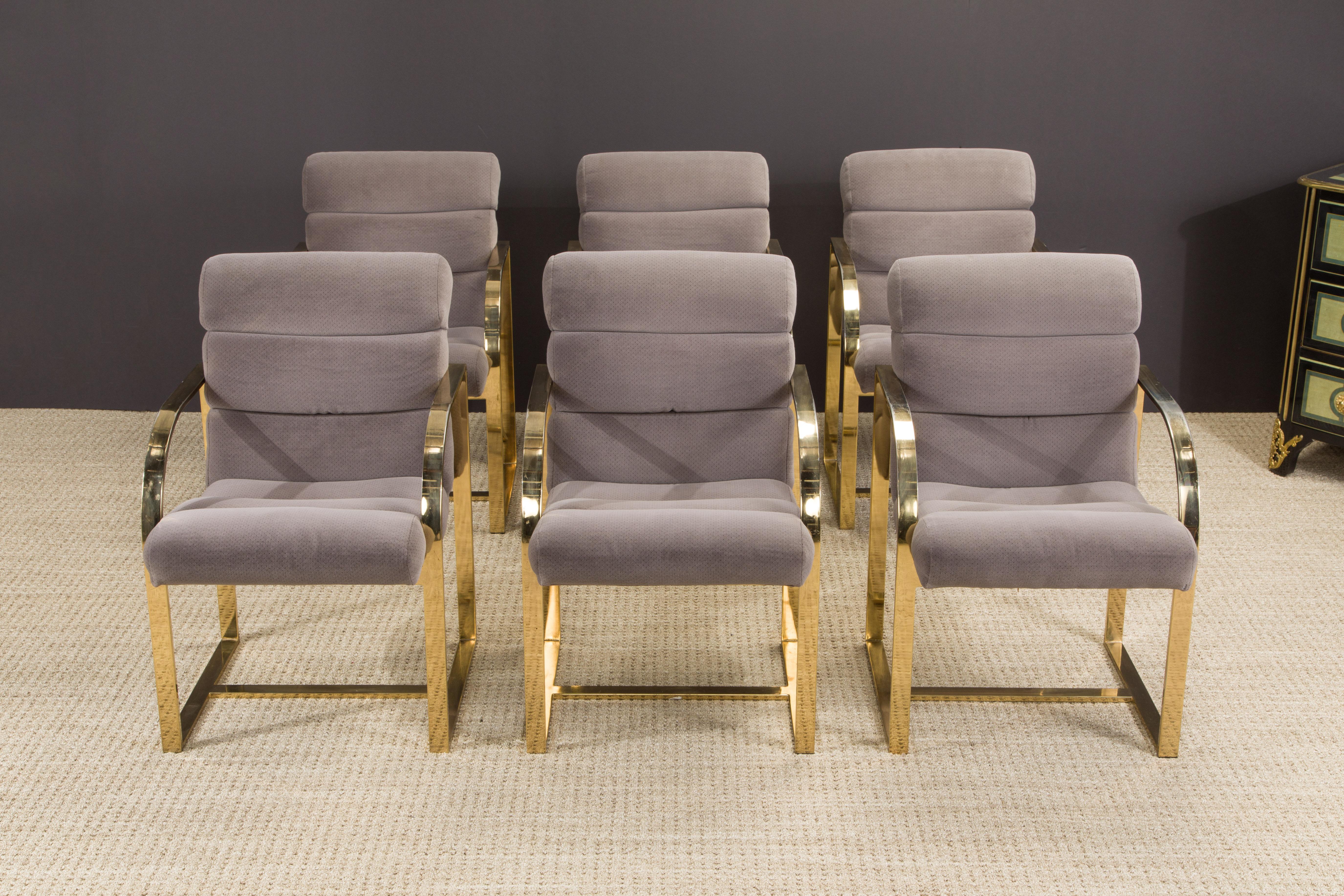 Brass Dining Chairs by Milo Baughman for Thayer Coggin, Signed & Dated 1986 In Good Condition In Los Angeles, CA