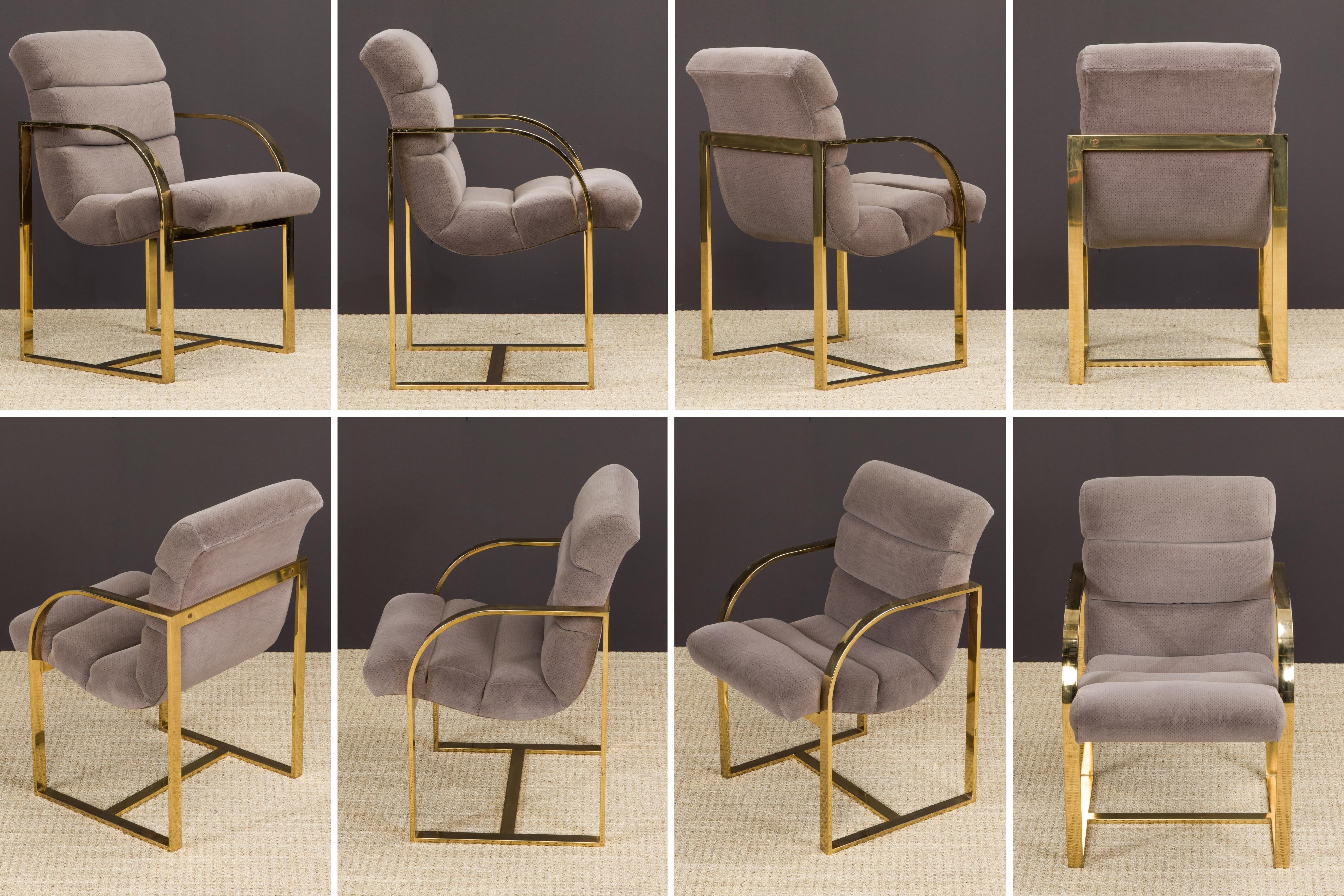 Brass Dining Chairs by Milo Baughman for Thayer Coggin, Signed & Dated 1986 1