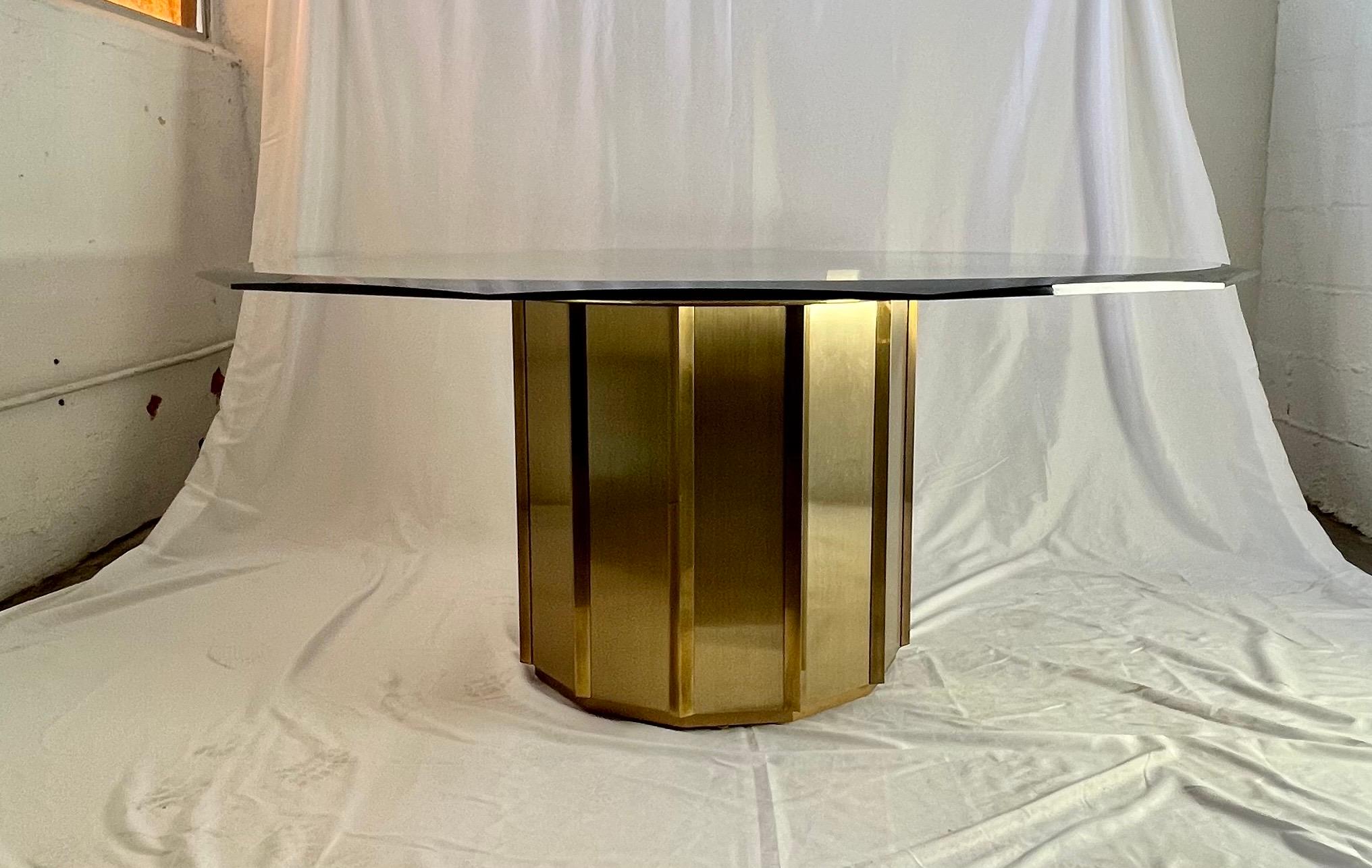 Brass Dining Table by Bernhard Rohne for Mastercraft In Good Condition For Sale In W Allenhurst, NJ