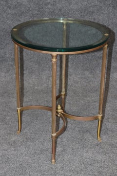 Brass Directoire Style Glass Top End Table