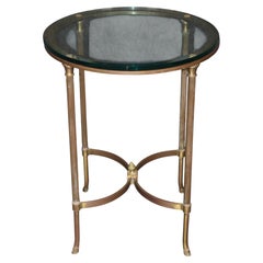 Brass Directoire Style Glass Top End Table