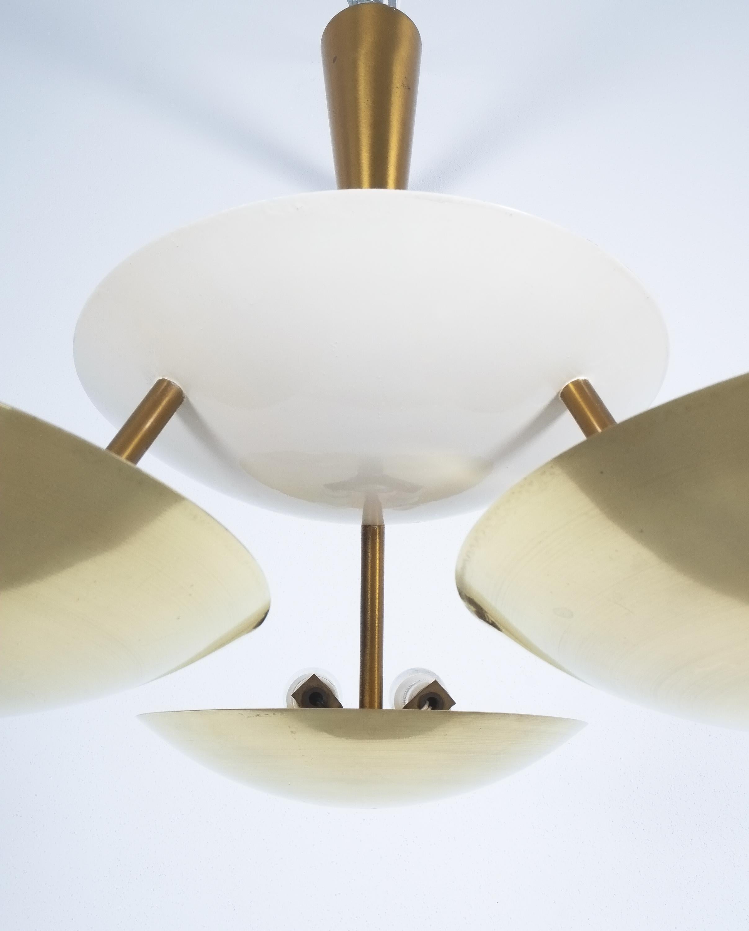 Brass Disc Semi Flush Mount Or Chandelier, Italy, circa 1955 4