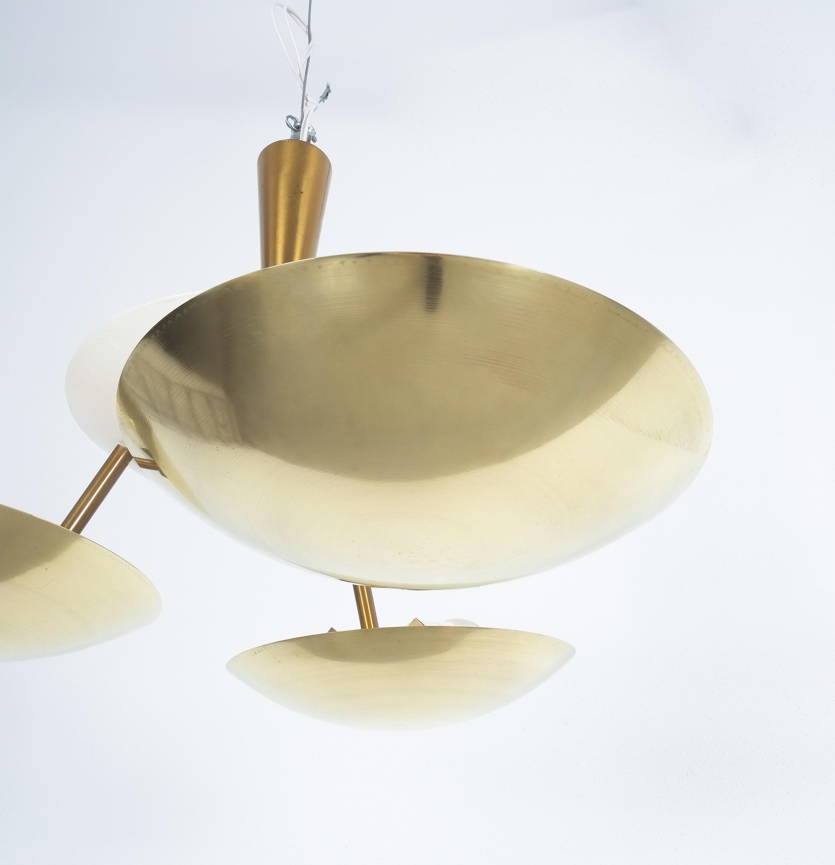Brass Disc Semi Flush Mount Or Chandelier, Italy, circa 1955 In Good Condition In Vienna, AT