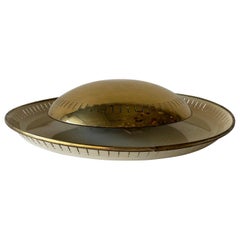 Brass Disc Shaped Large Flush Mount Ceiling Lamp by Hillebrand, 1950s, Germany