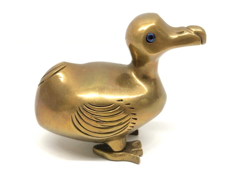 Brass Dodo Bird Figurine Desktop Paperweight 1950s MidCentury Modern