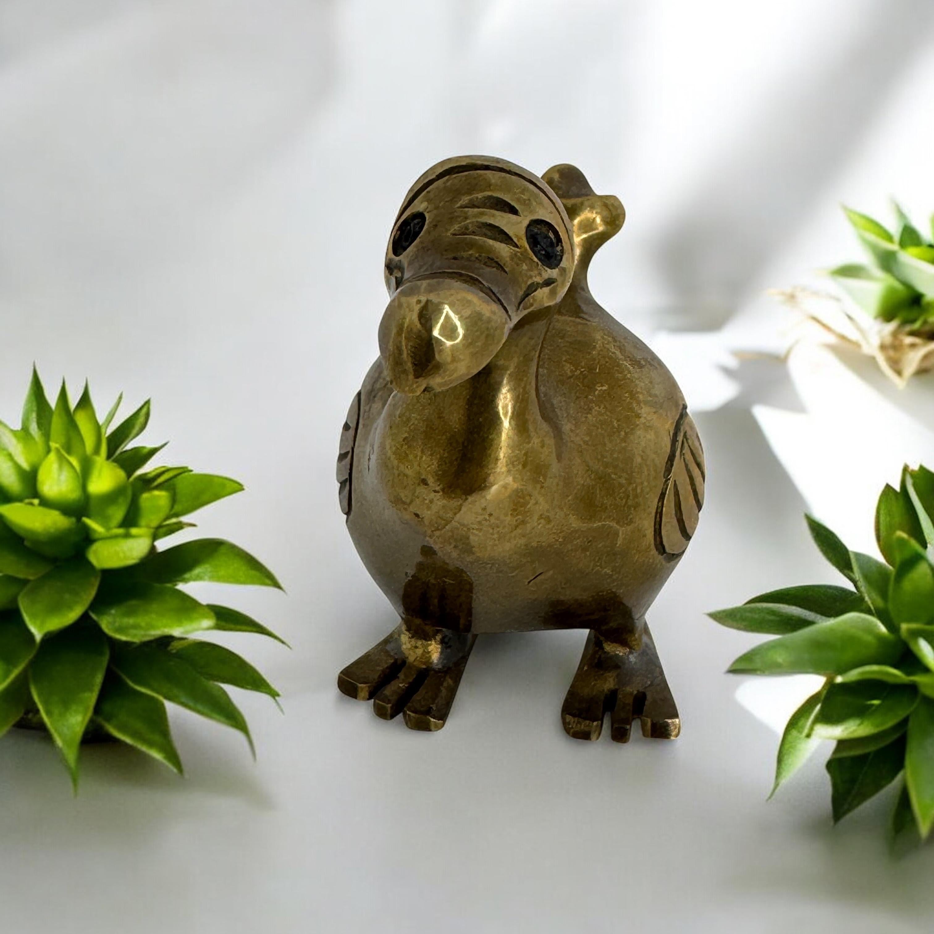 Brass Dodo Bird Figurine Desktop Paperweight 1960s Mid-Century Modern, German 7