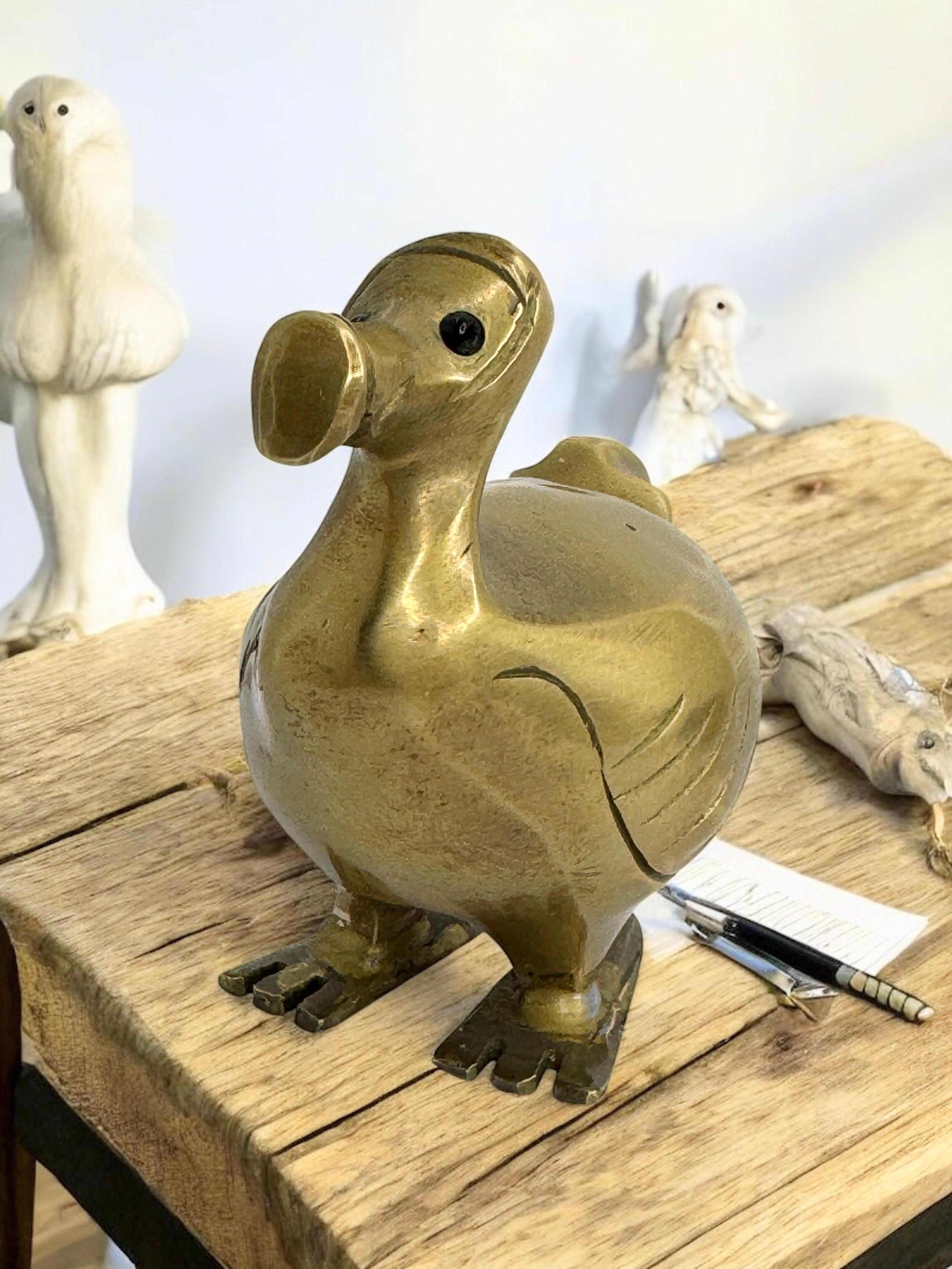 Brass Dodo Bird Figurine Desktop Paperweight 1960s Mid-Century Modern, German 7