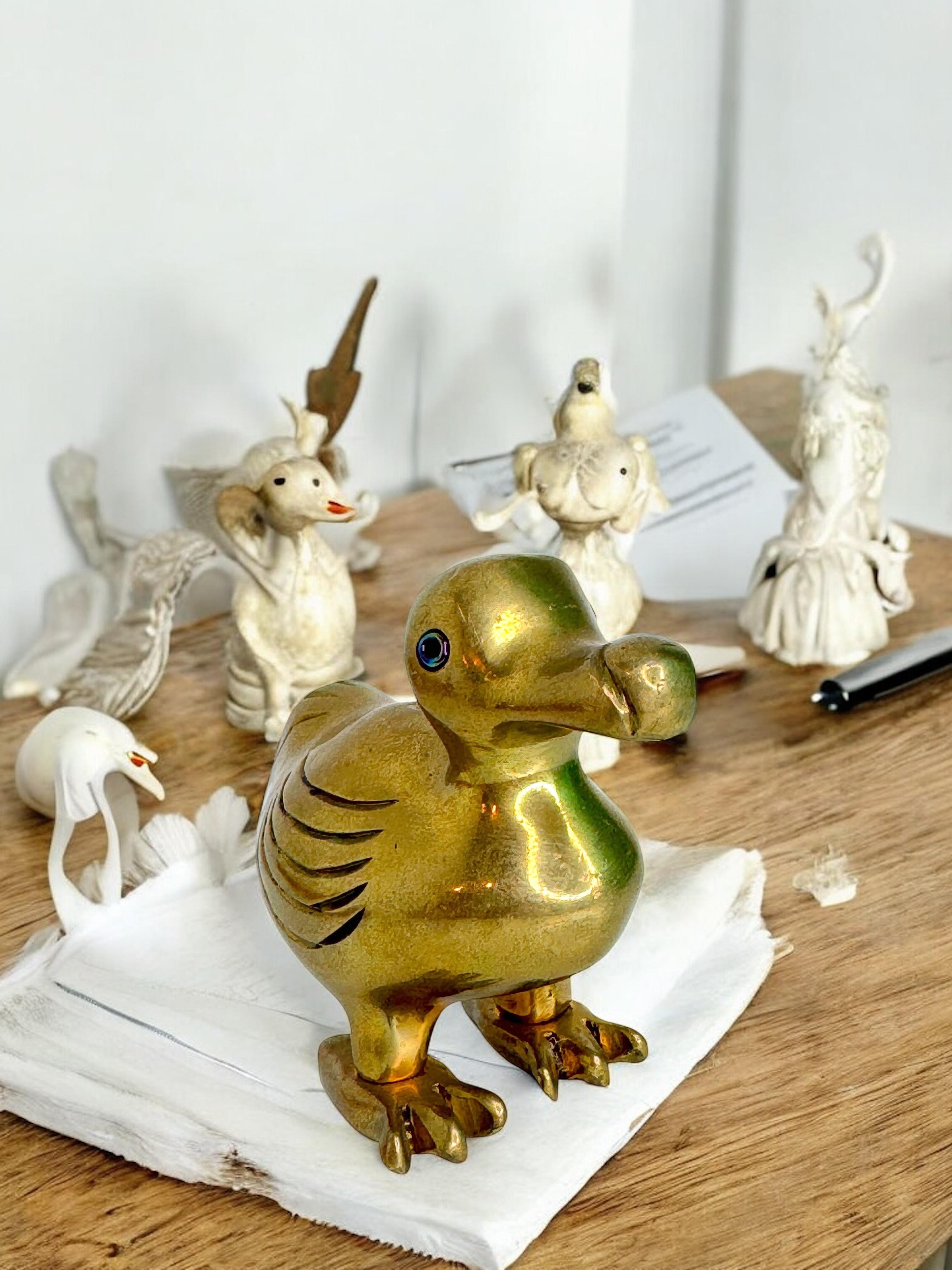 Brass Dodo Bird Figurine Desktop Paperweight 1960s Mid-Century Modern, German For Sale 7
