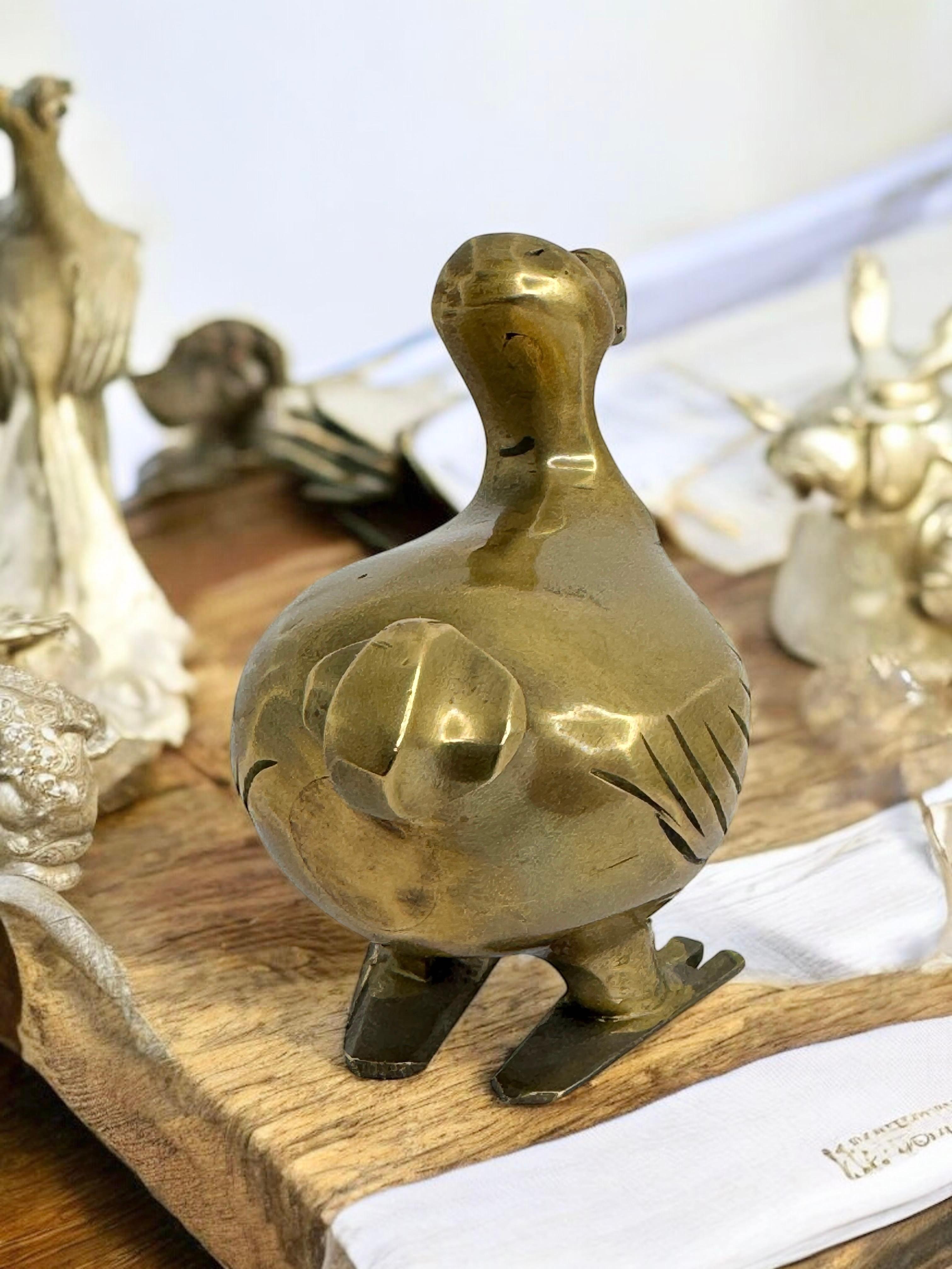 Brass Dodo Bird Figurine Desktop Paperweight 1960s Mid-Century Modern, German 8