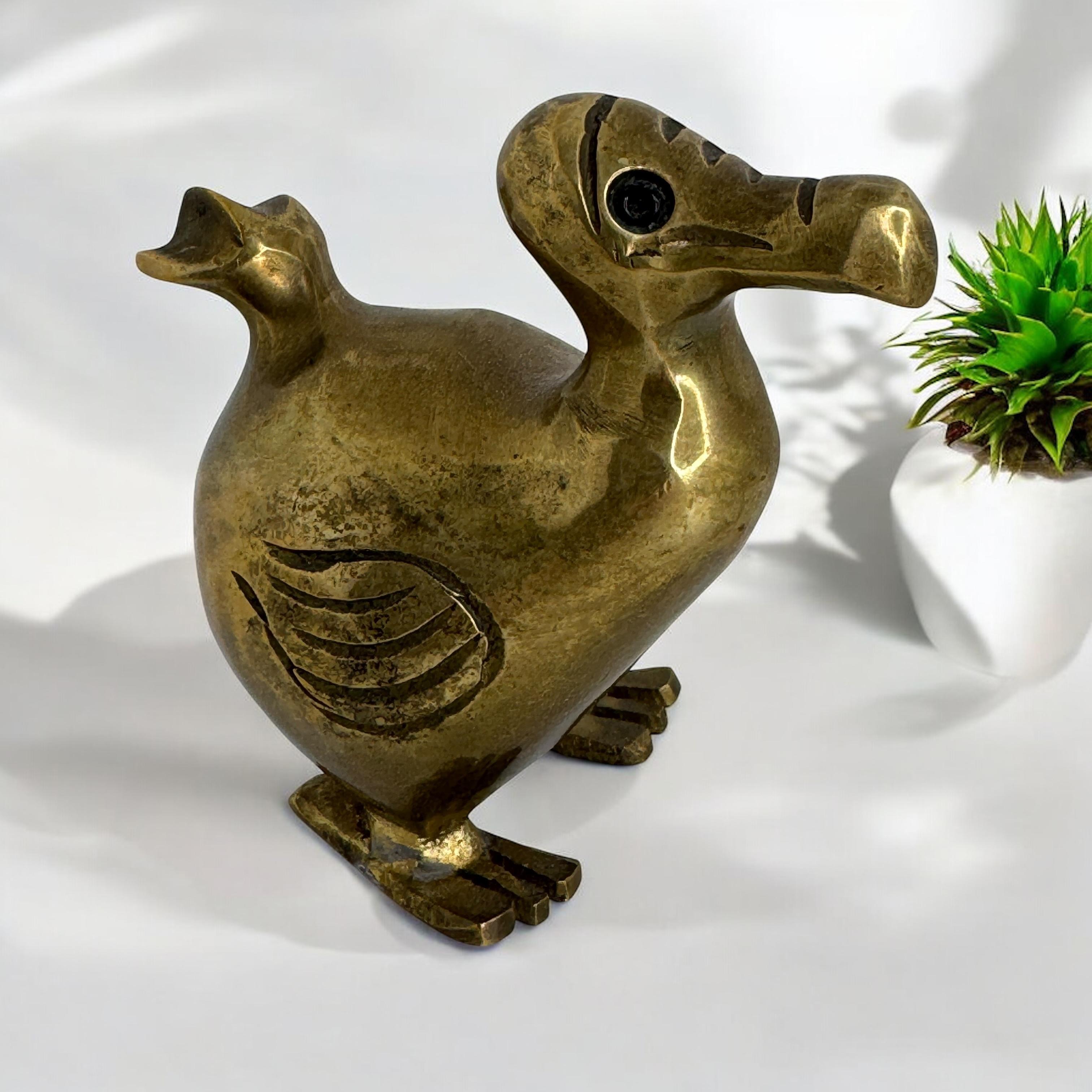 Brass Dodo Bird Figurine Desktop Paperweight 1960s Mid-Century Modern, German 9