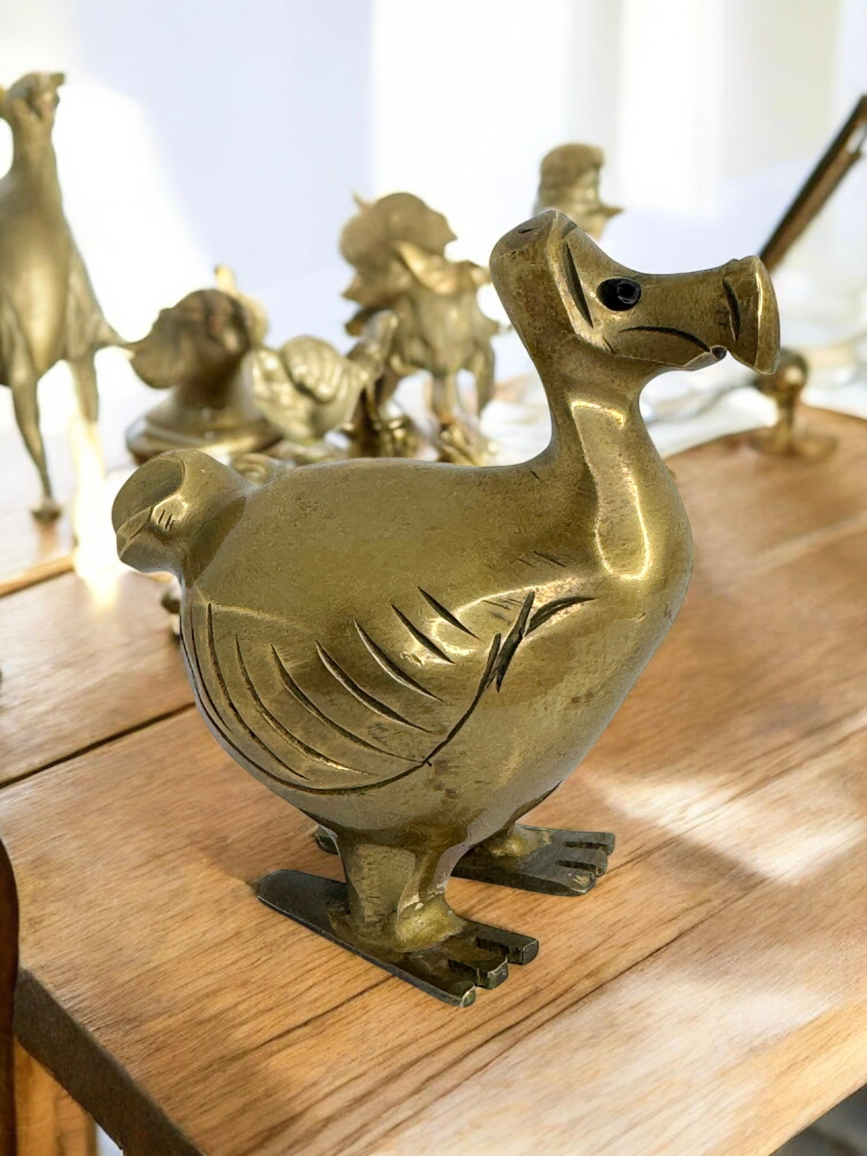 Brass Dodo Bird Figurine Desktop Paperweight 1960s Mid-Century Modern, German 9