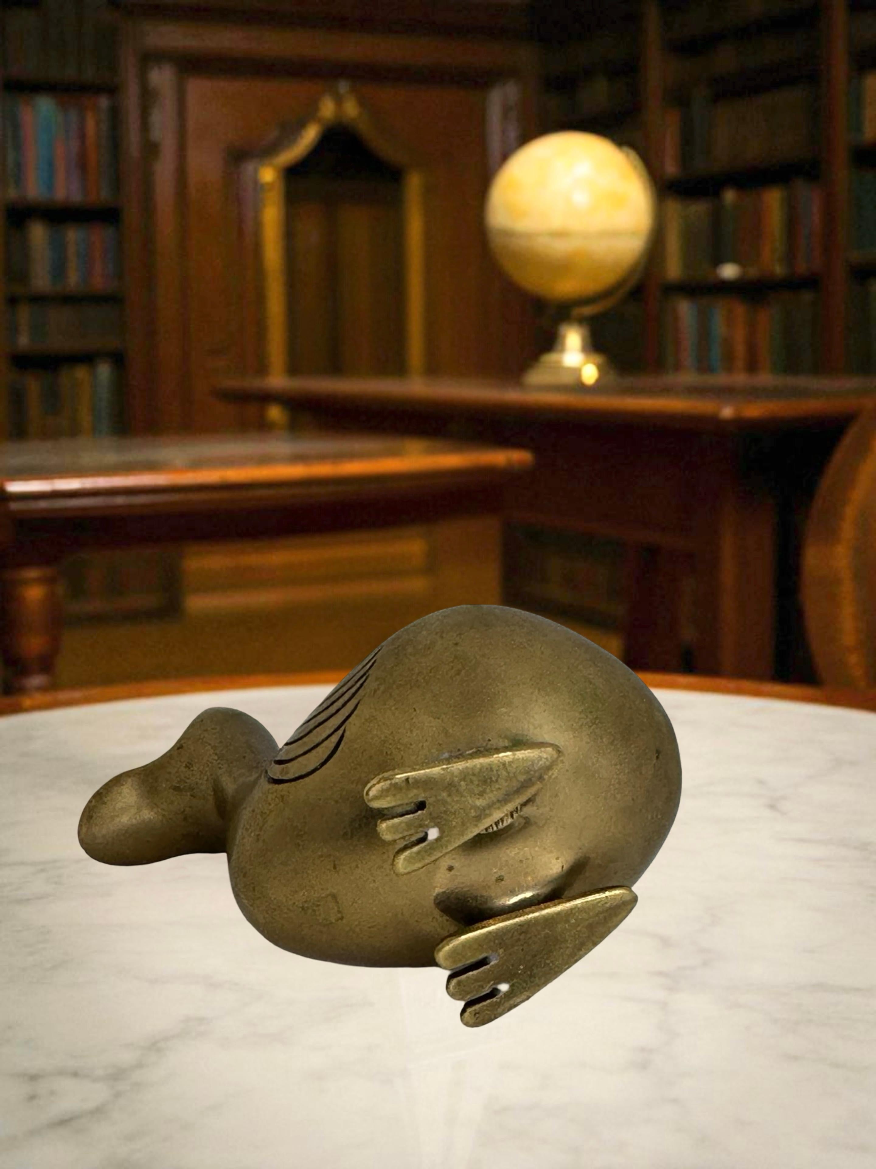 Brass Dodo Bird Figurine Desktop Paperweight 1960s Mid-Century Modern, German in vendita 6